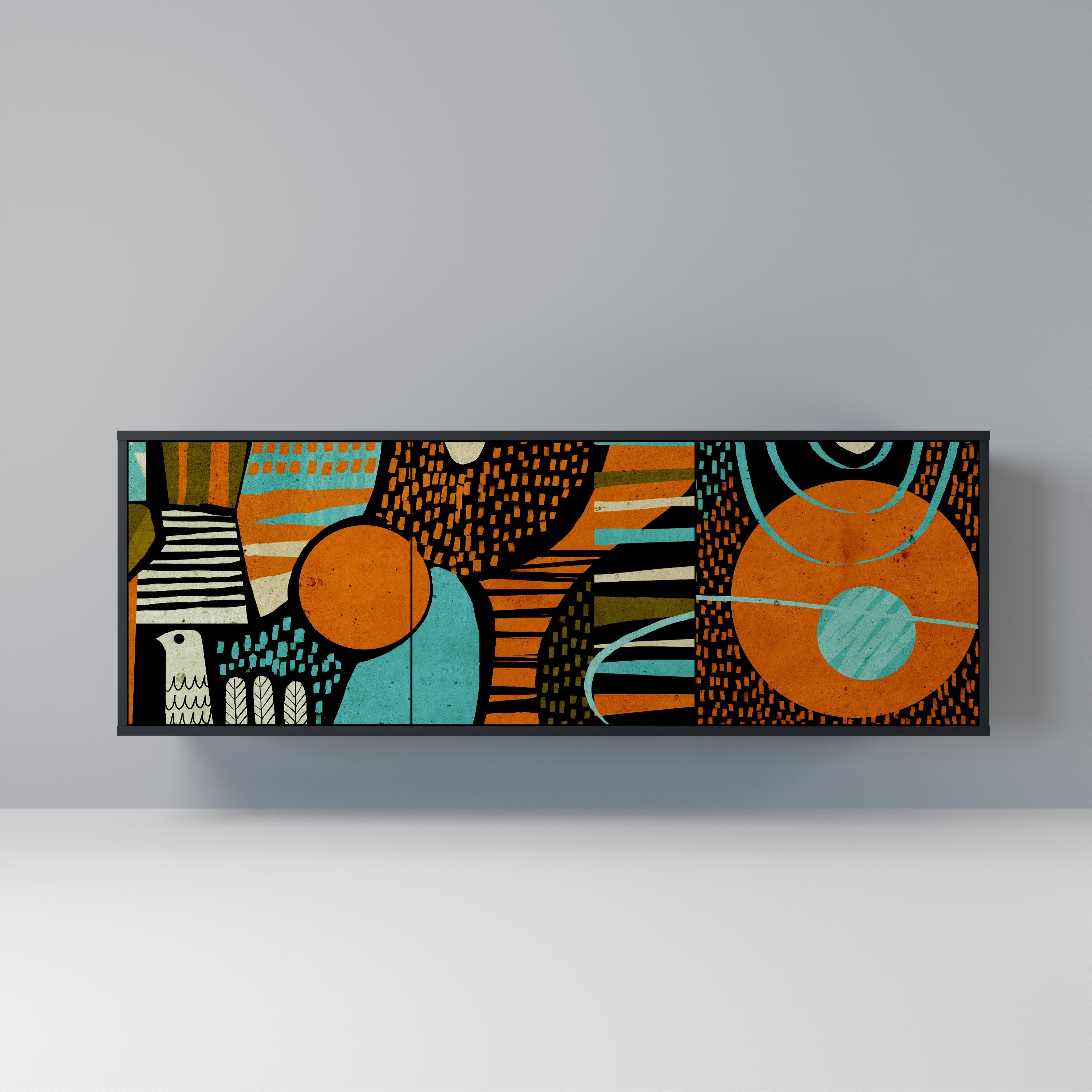 GEODE GLIMMER Sideboard mit 3 Türen in Schwarz