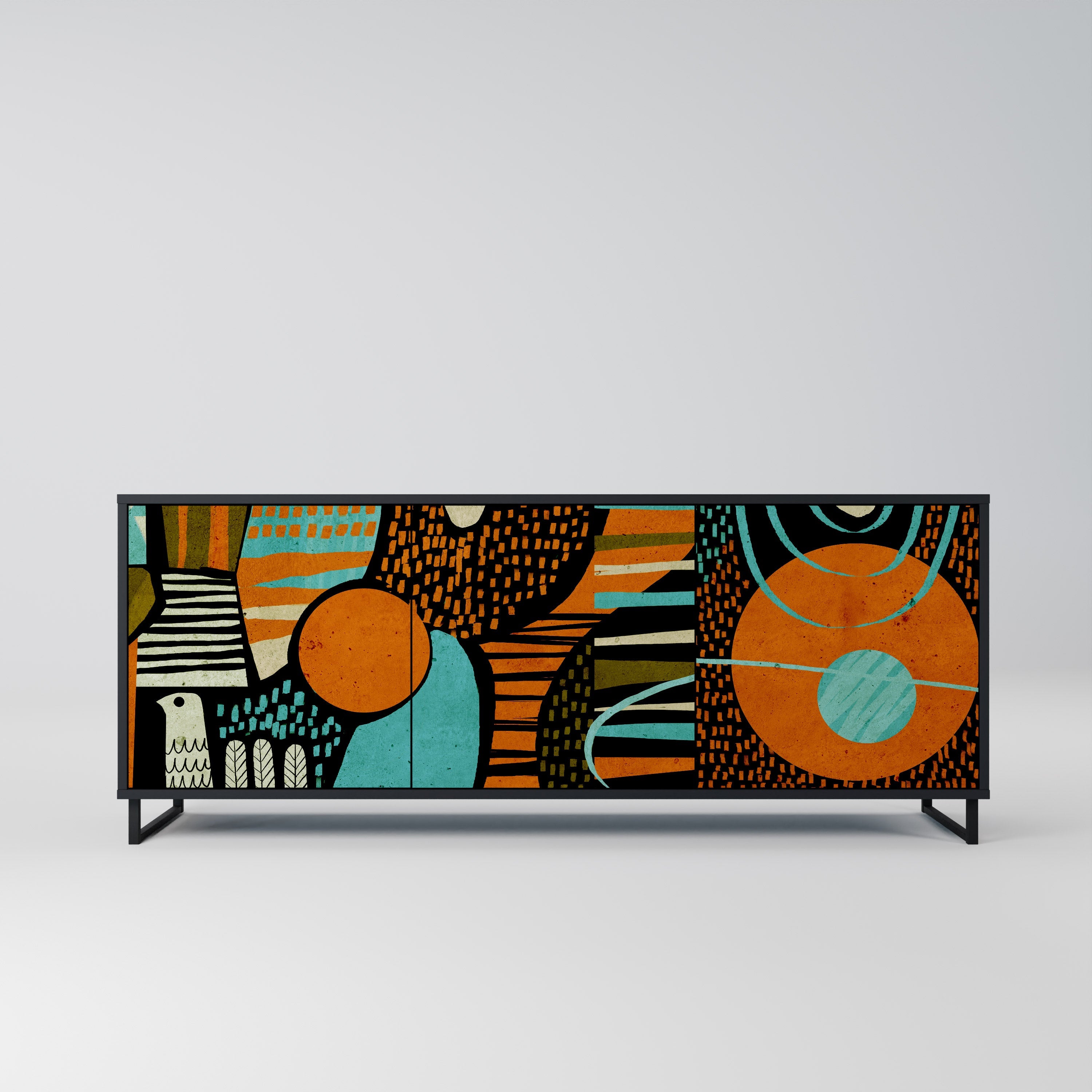 GEODE GLIMMER Sideboard mit 3 Türen in Schwarz