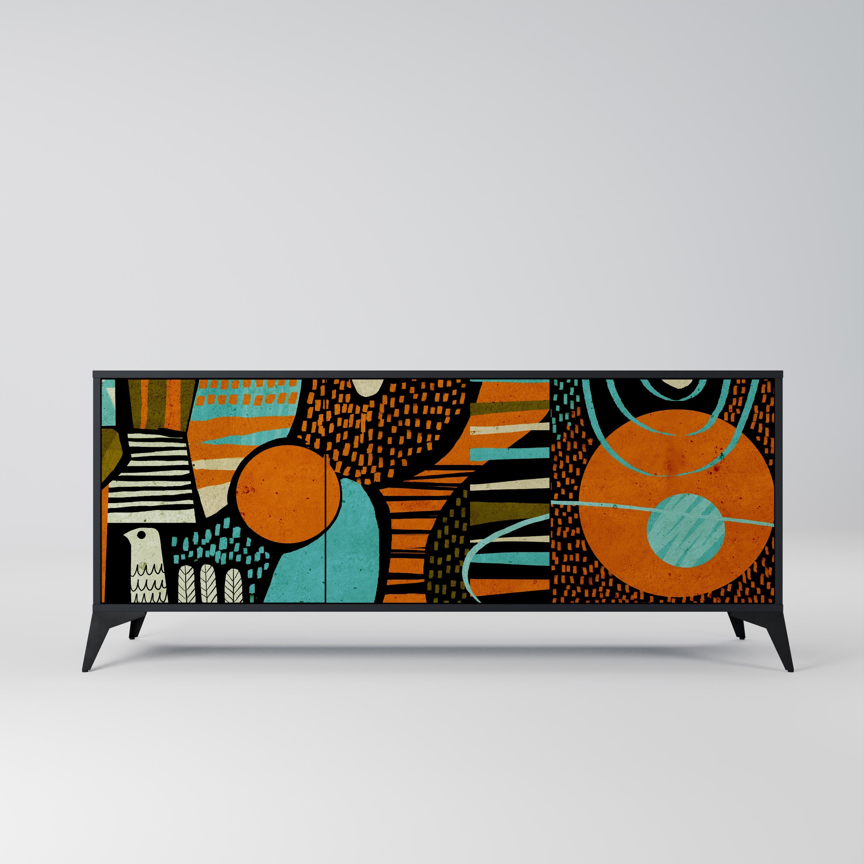 GEODE GLIMMER Sideboard mit 3 Türen in Schwarz