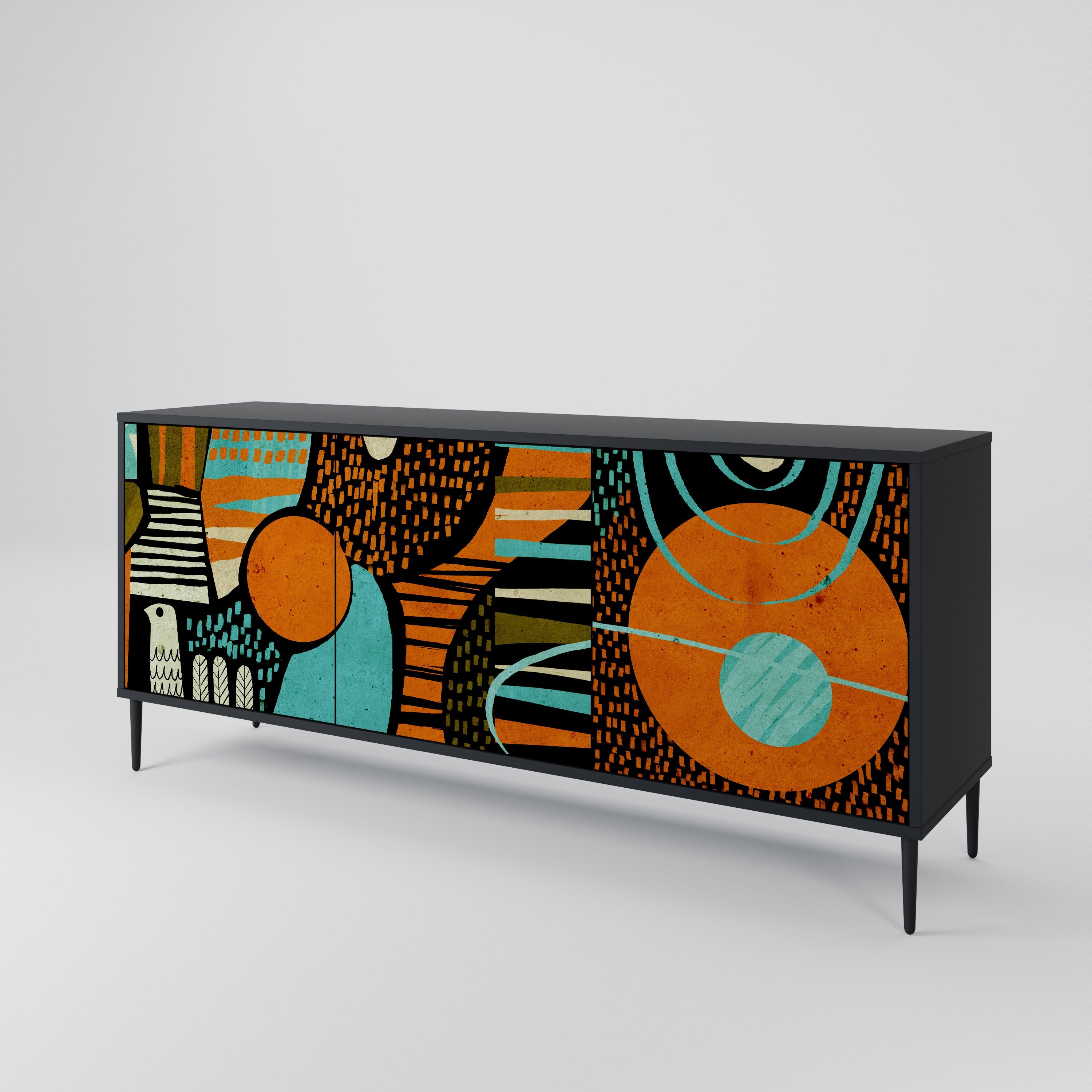 GEODE GLIMMER Sideboard mit 3 Türen in Schwarz