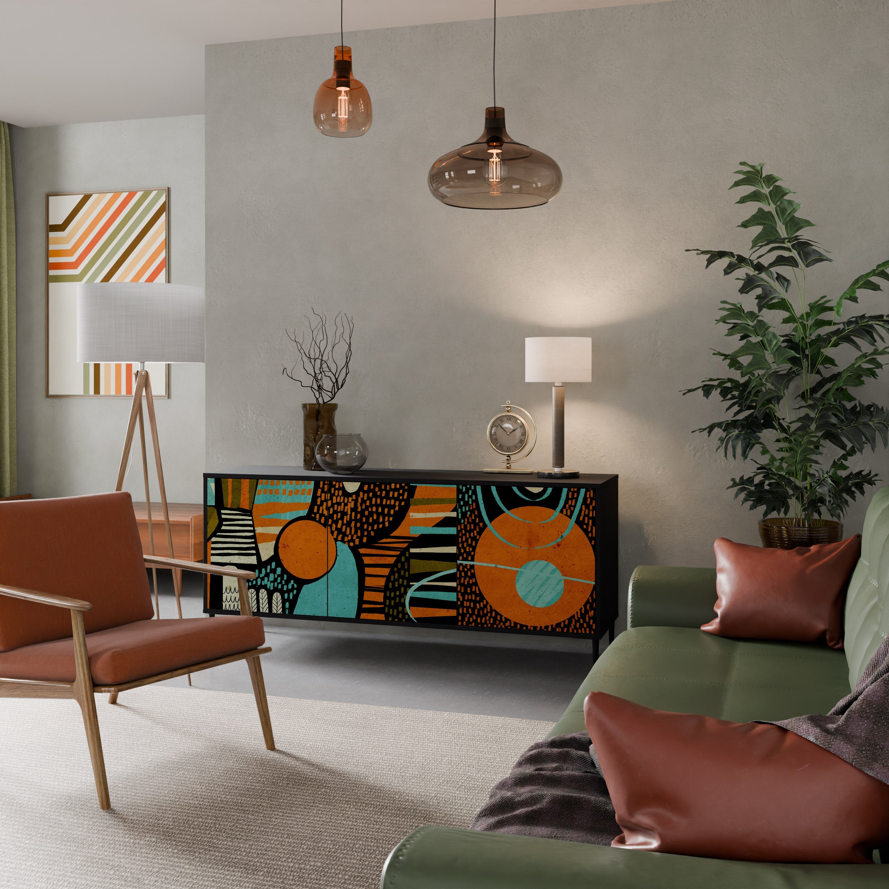 GEODE GLIMMER Sideboard mit 3 Türen in Schwarz