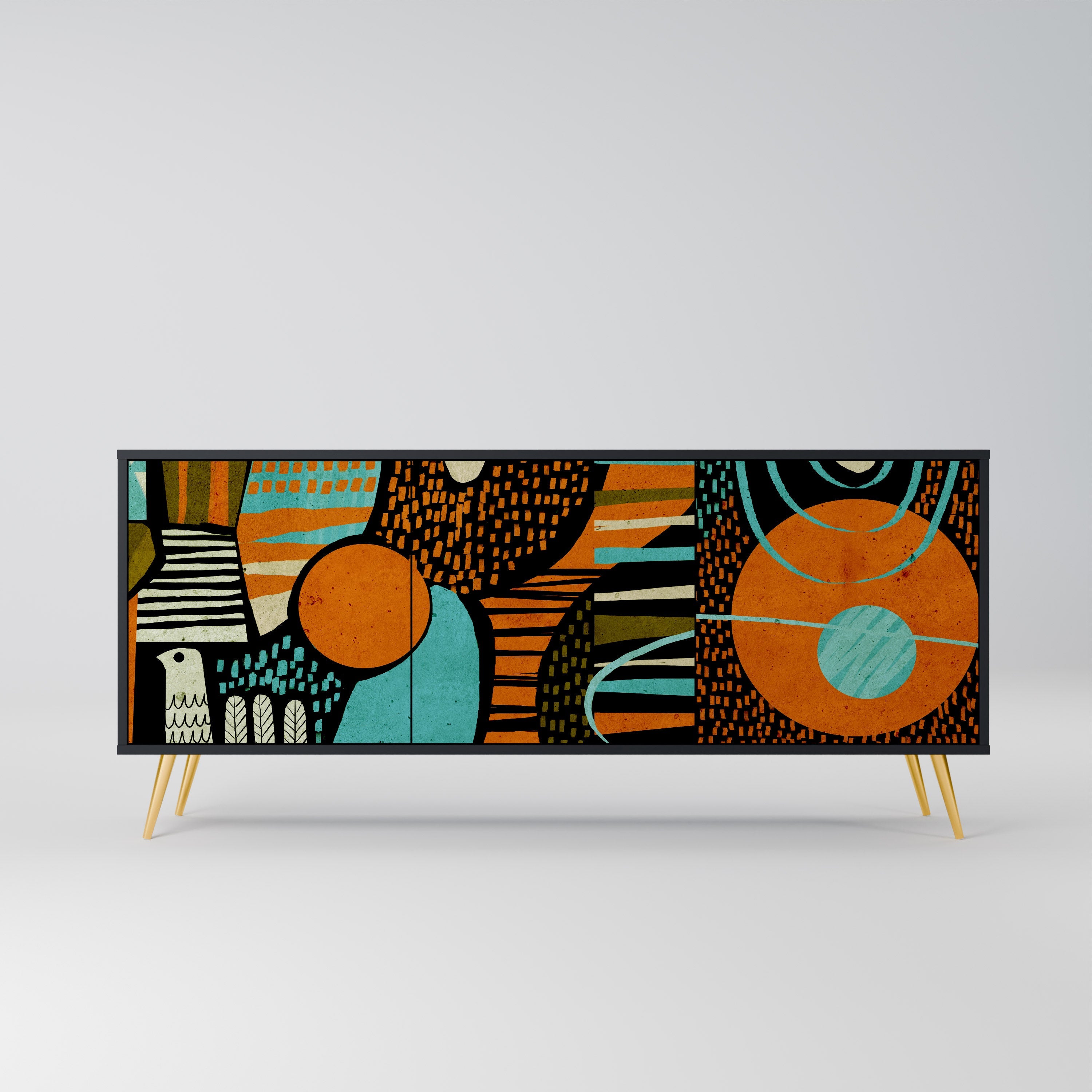 GEODE GLIMMER Sideboard mit 3 Türen in Schwarz