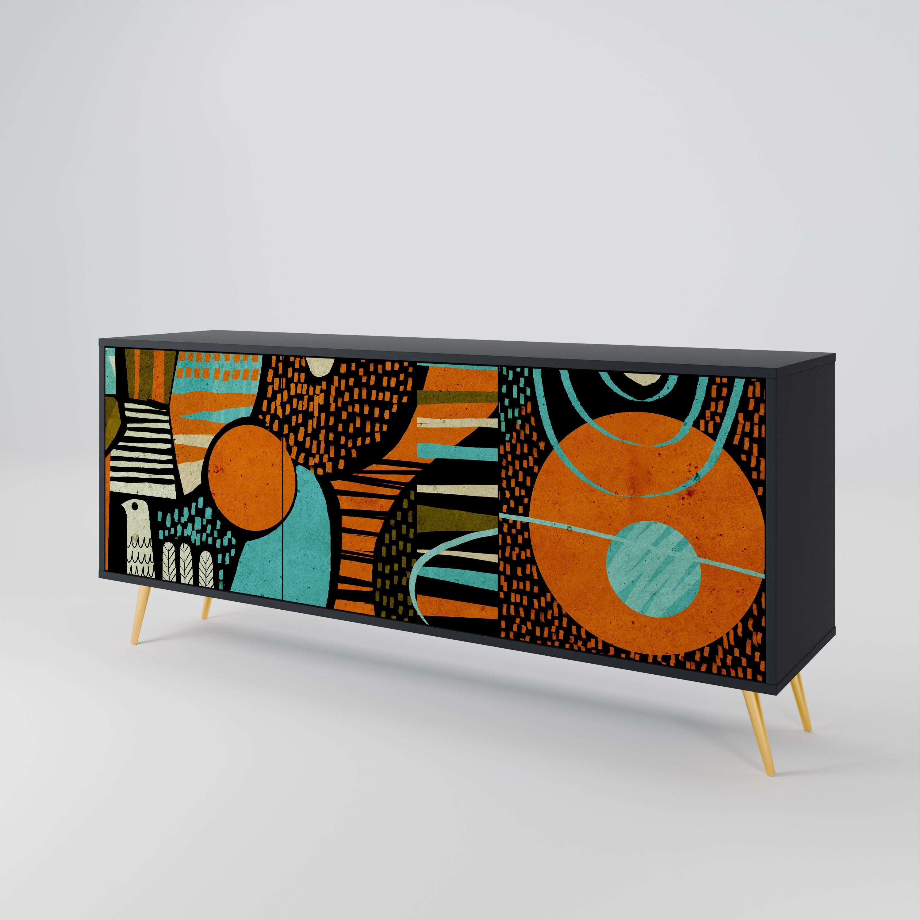 GEODE GLIMMER 3-Door Sideboard in Black Finish