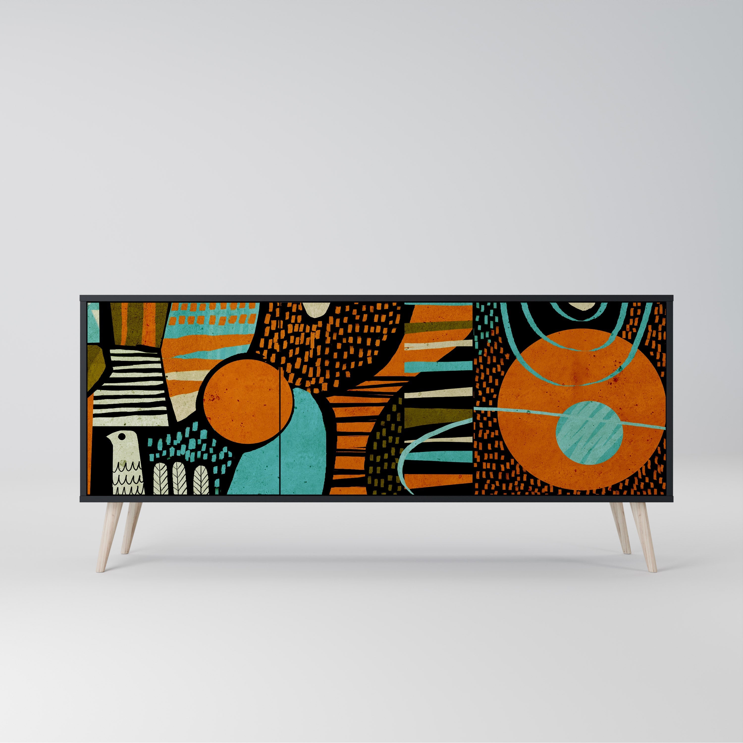 GEODE GLIMMER Sideboard mit 3 Türen in Schwarz