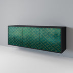 TESSELATED GREENERY 3-Door Sideboard in Black Finish