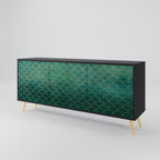 TESSELATED GREENERY 3-Door Sideboard in Black Finish