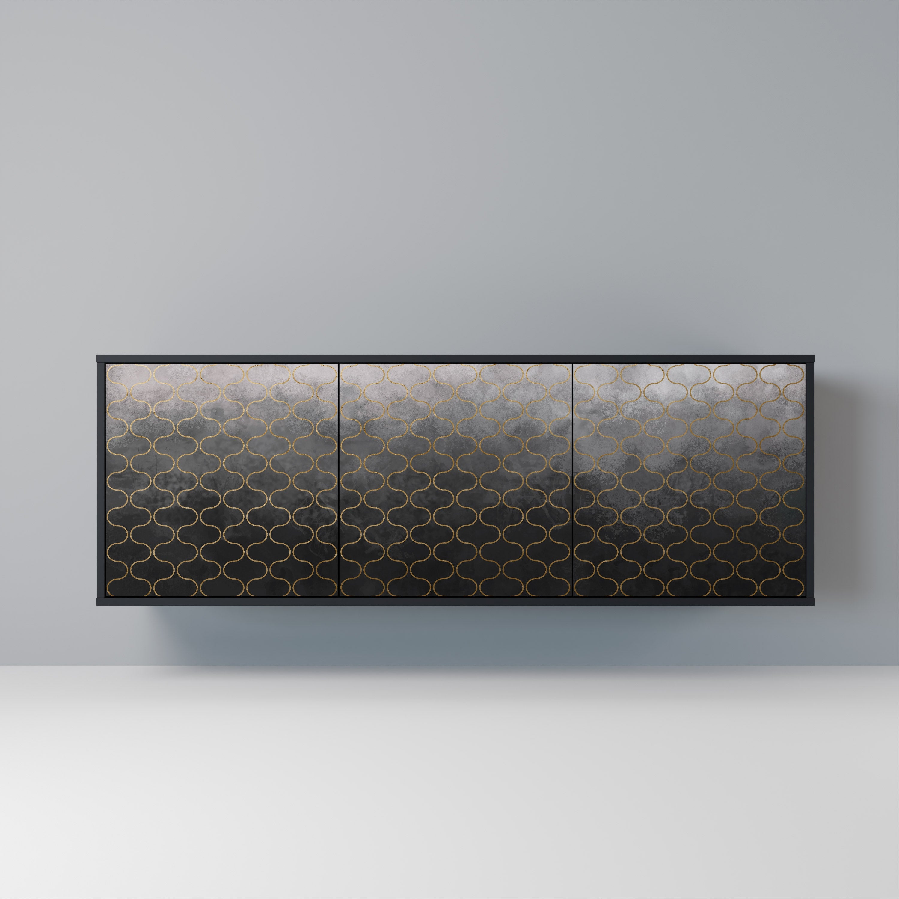TESSELATED GRAYISH Sideboard mit 3 Türen in Schwarz