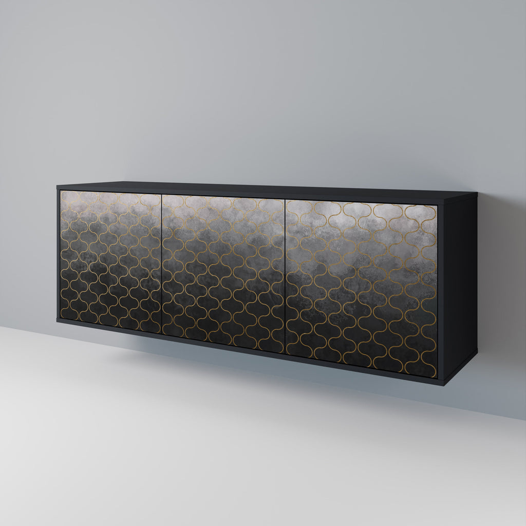 TESSELATED GRAYISH Sideboard mit 3 Türen in Schwarz