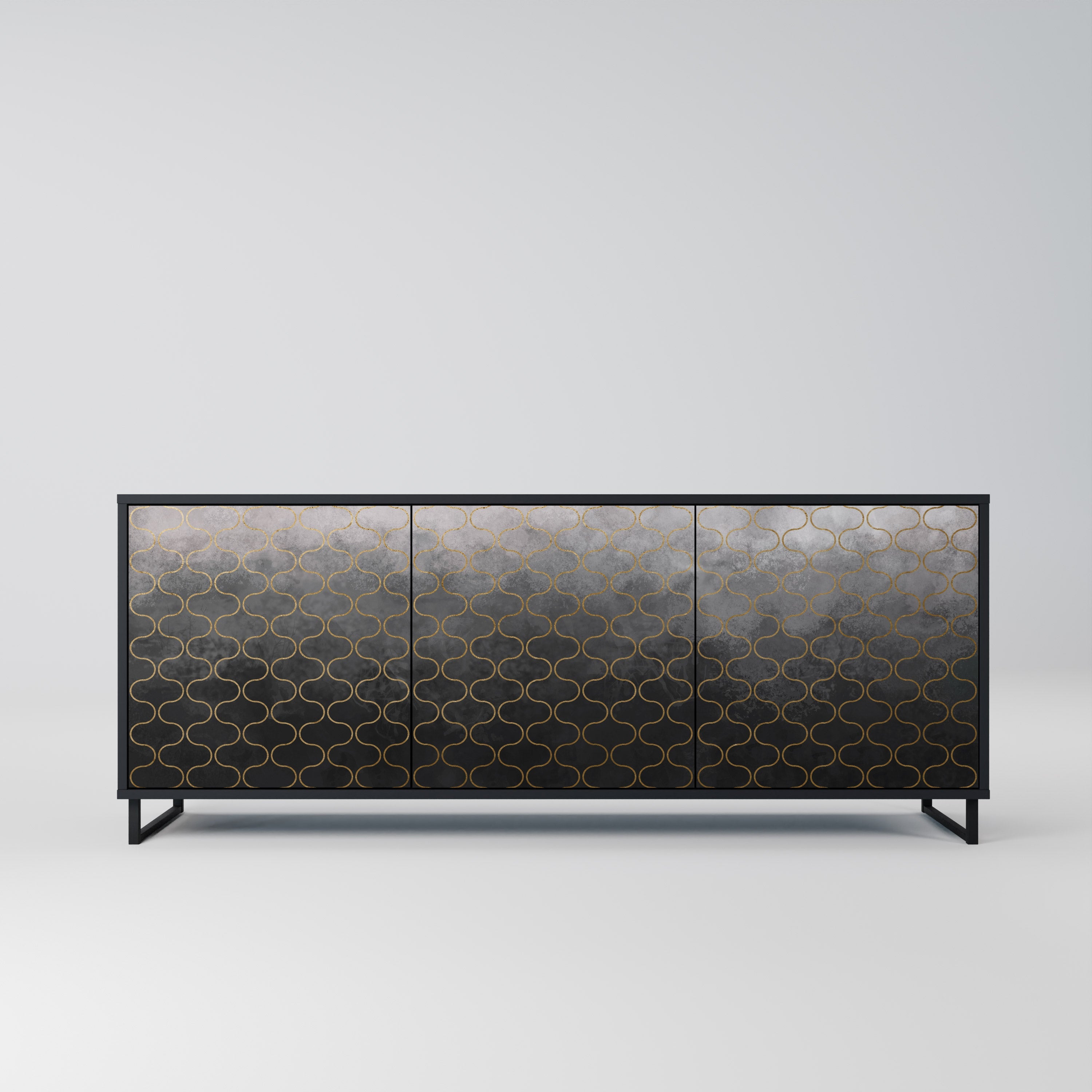 TESSELATED GRAYISH Sideboard mit 3 Türen in Schwarz