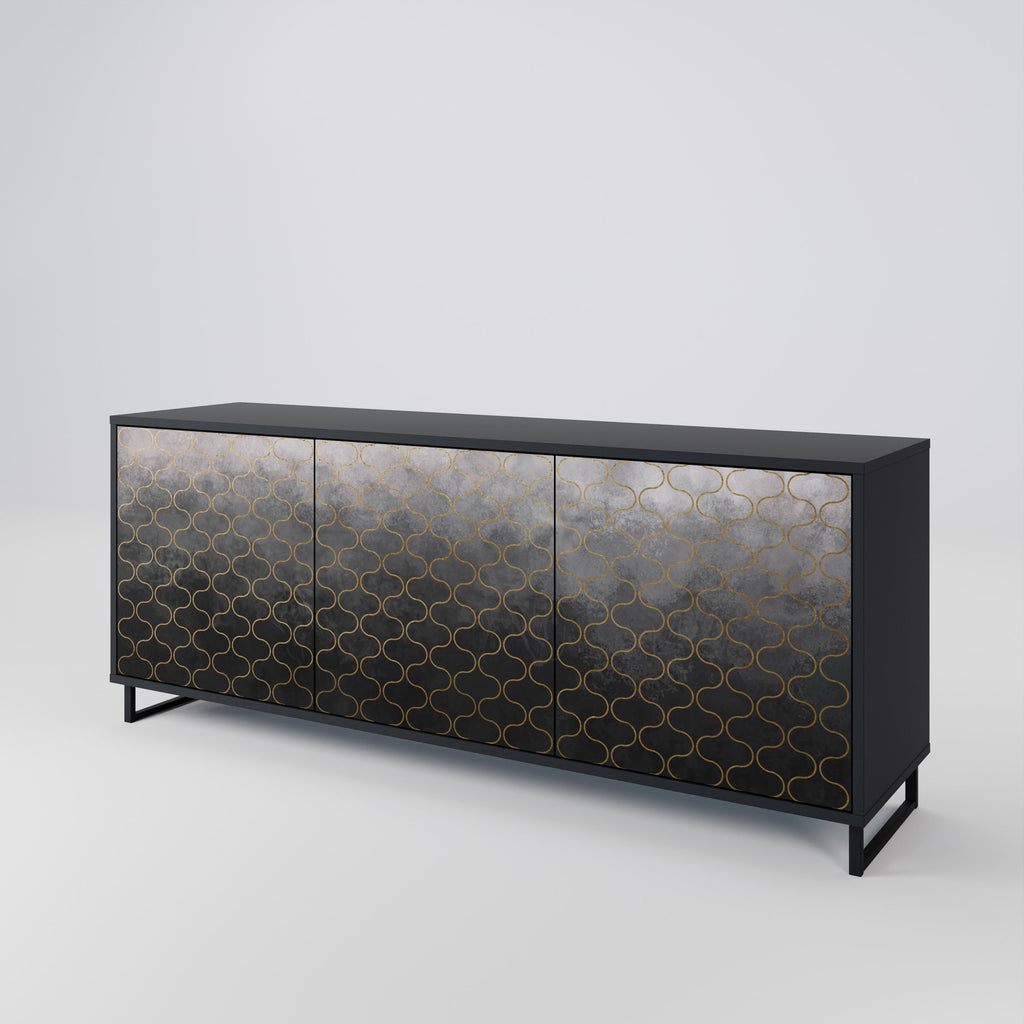 TESSELATED GRAYISH Sideboard mit 3 Türen in Schwarz