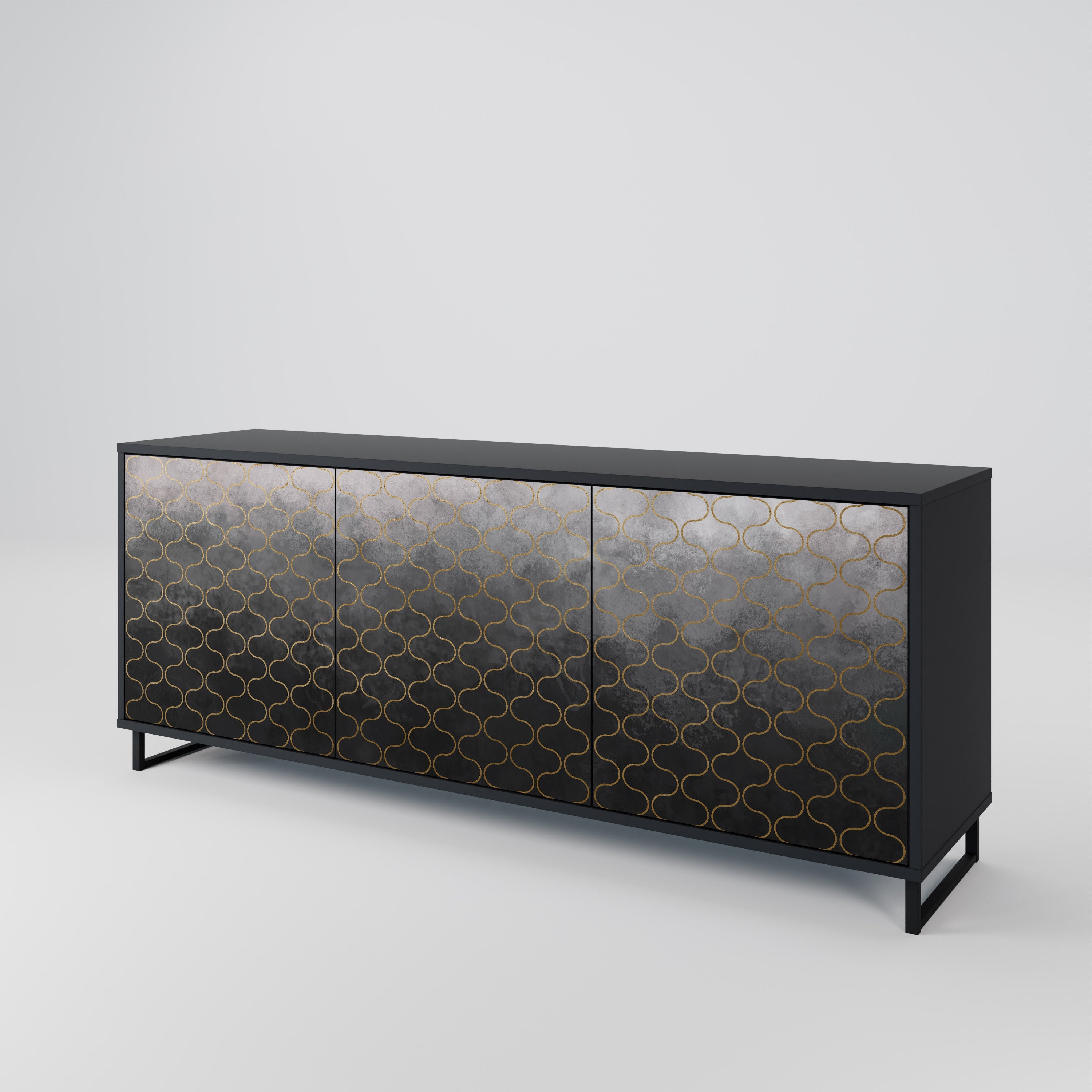 TESSELATED GRAYISH Sideboard mit 3 Türen in Schwarz