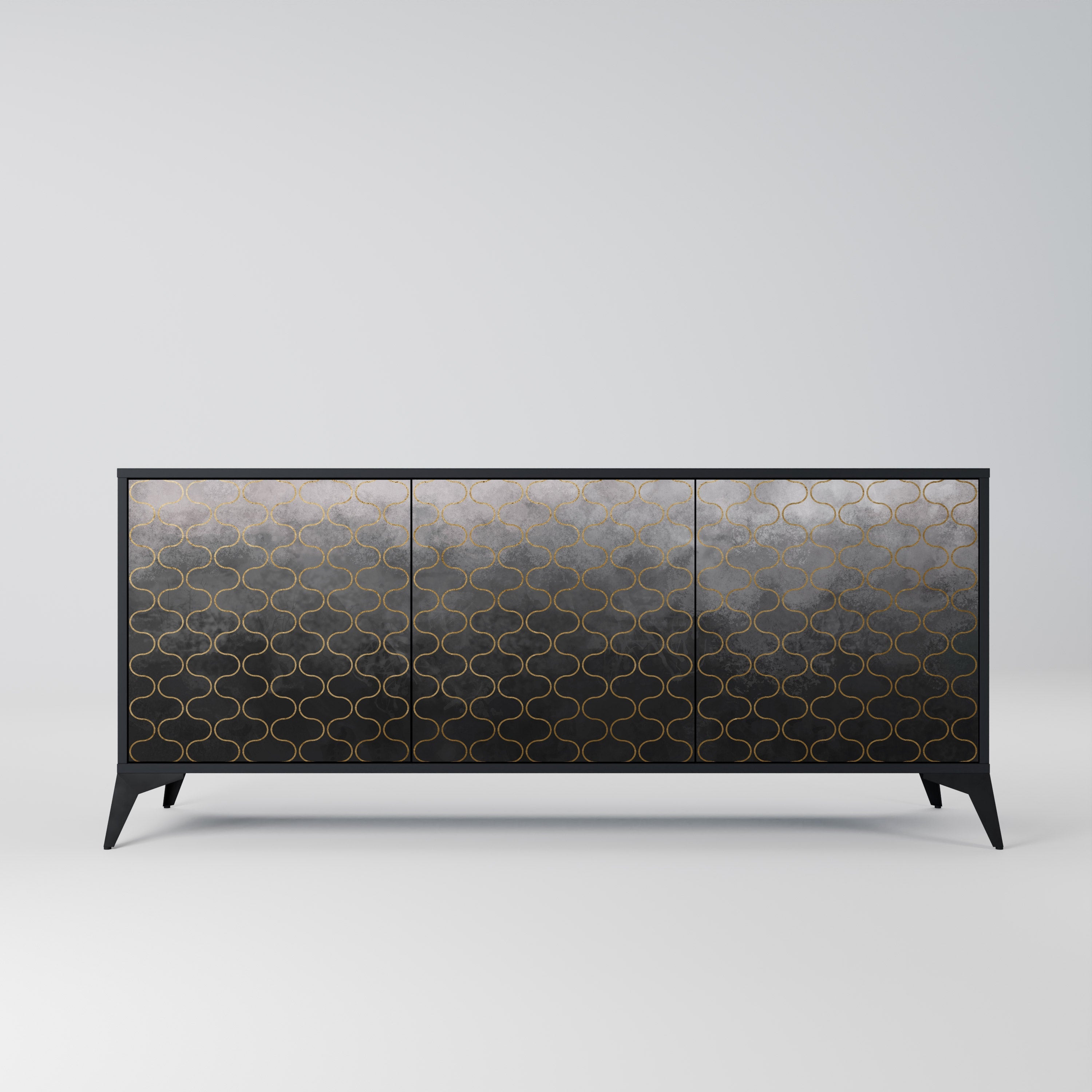 TESSELATED GRAYISH Sideboard mit 3 Türen in Schwarz