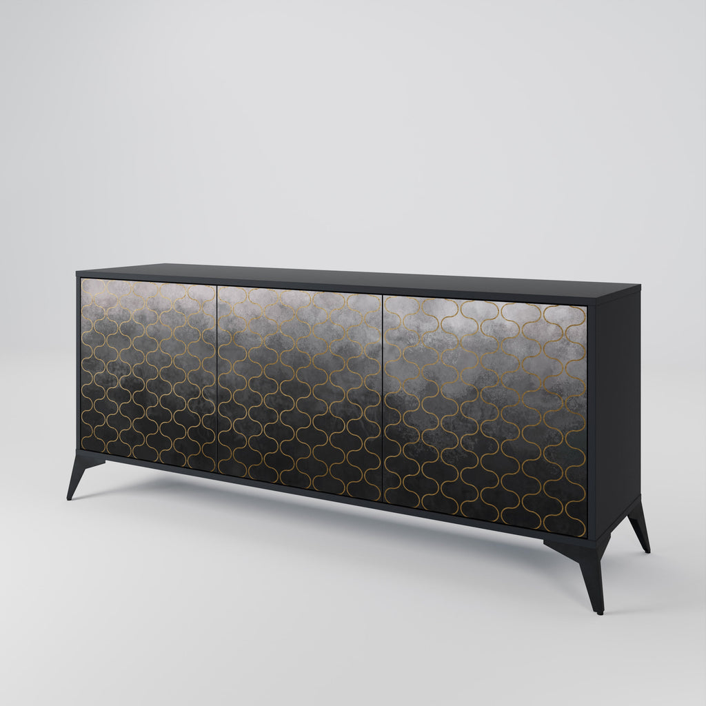 TESSELATED GRAYISH Sideboard mit 3 Türen in Schwarz
