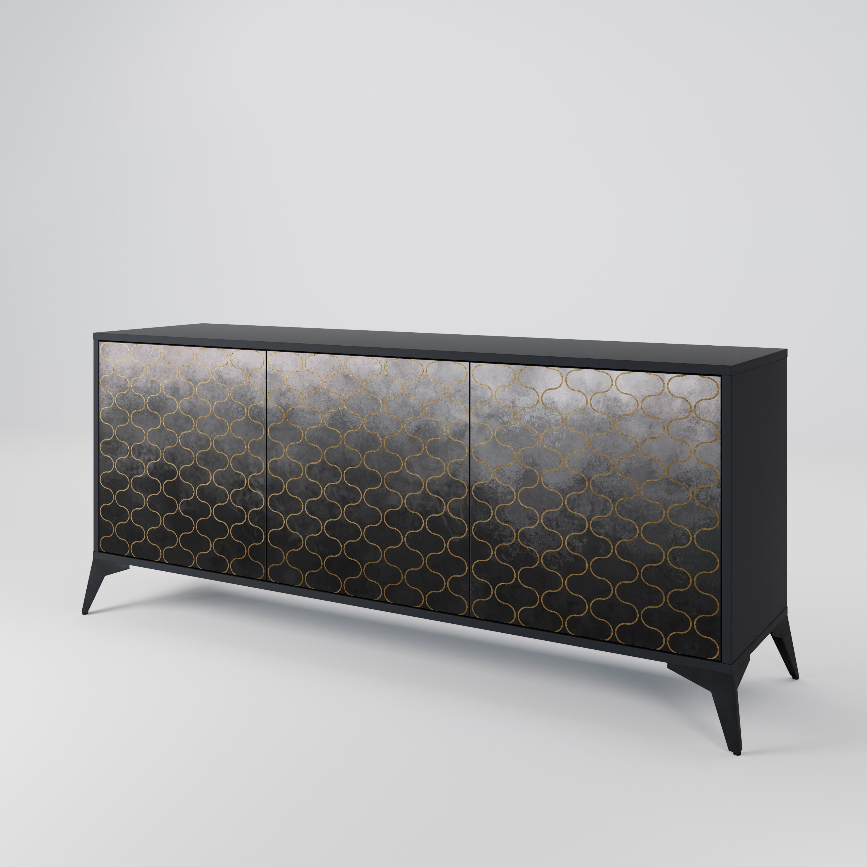 TESSELATED GRAYISH Sideboard mit 3 Türen in Schwarz