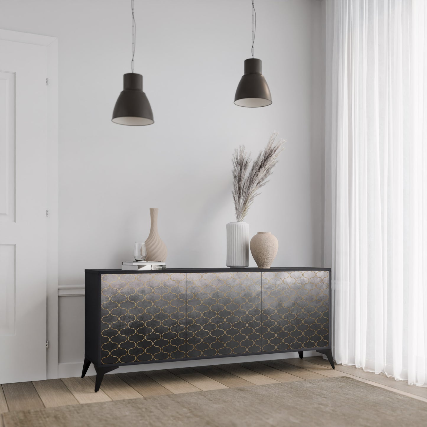 TESSELATED GRAYISH 3-türiges Sideboard