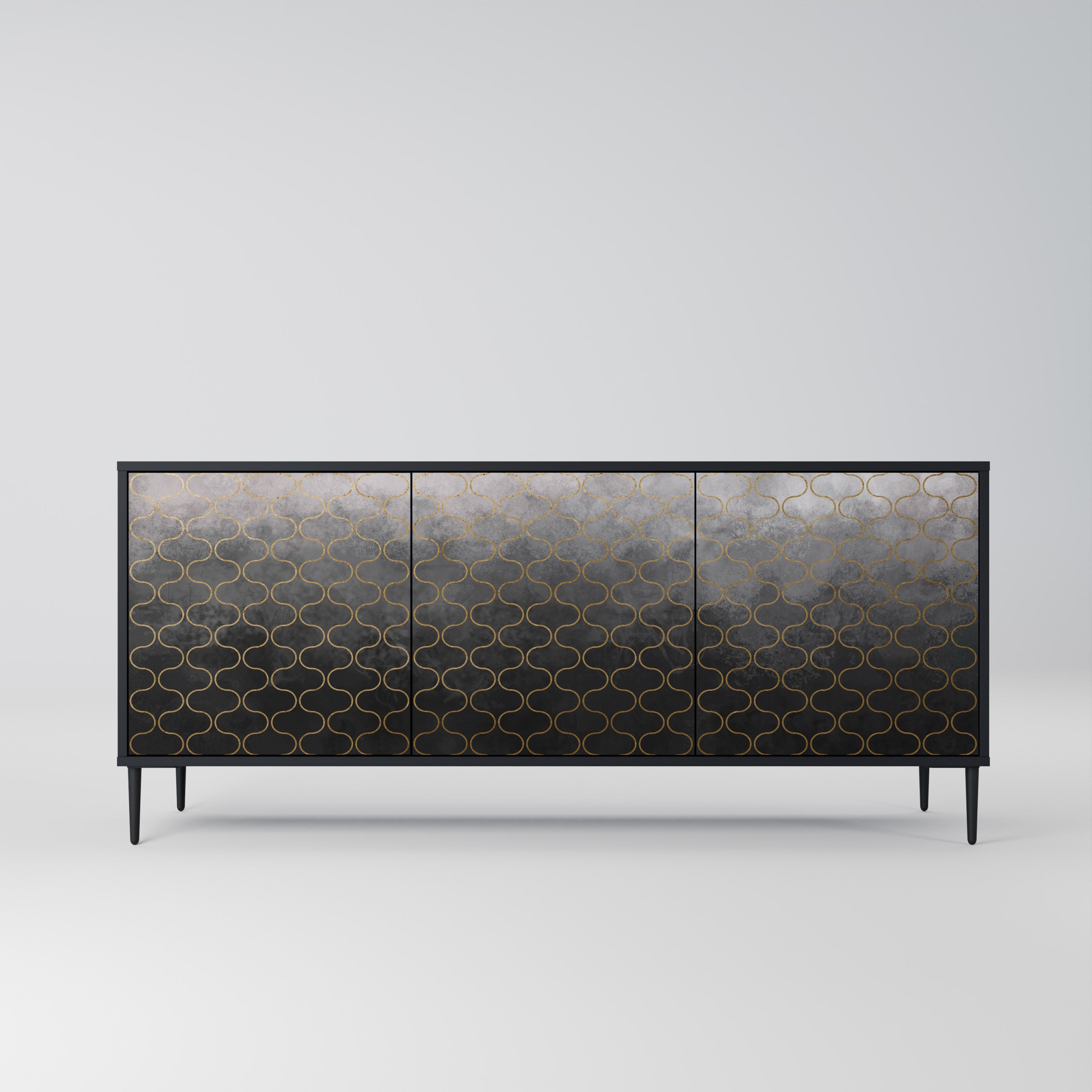 TESSELATED GRAYISH Sideboard mit 3 Türen in Schwarz