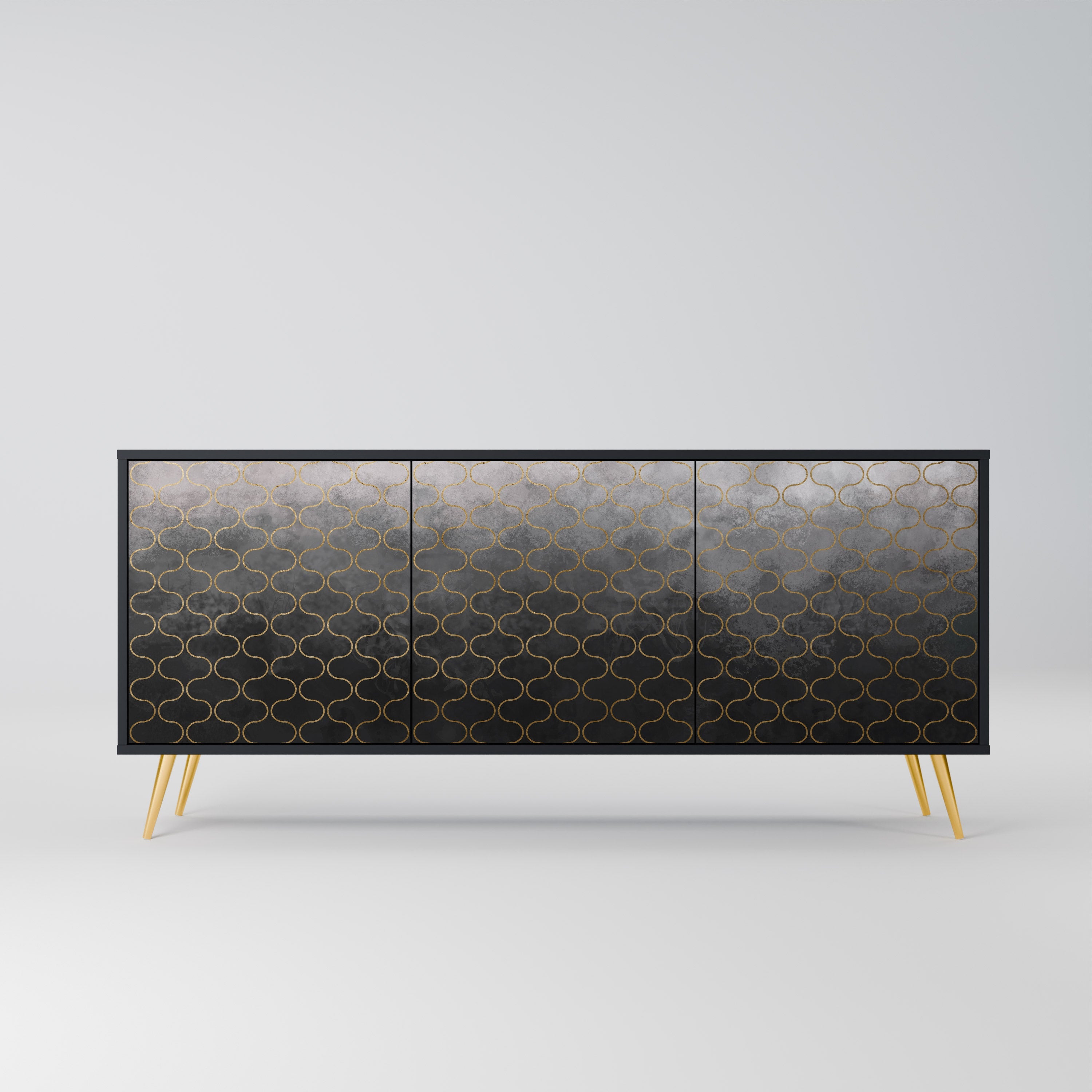 TESSELATED GRAYISH Sideboard mit 3 Türen in Schwarz