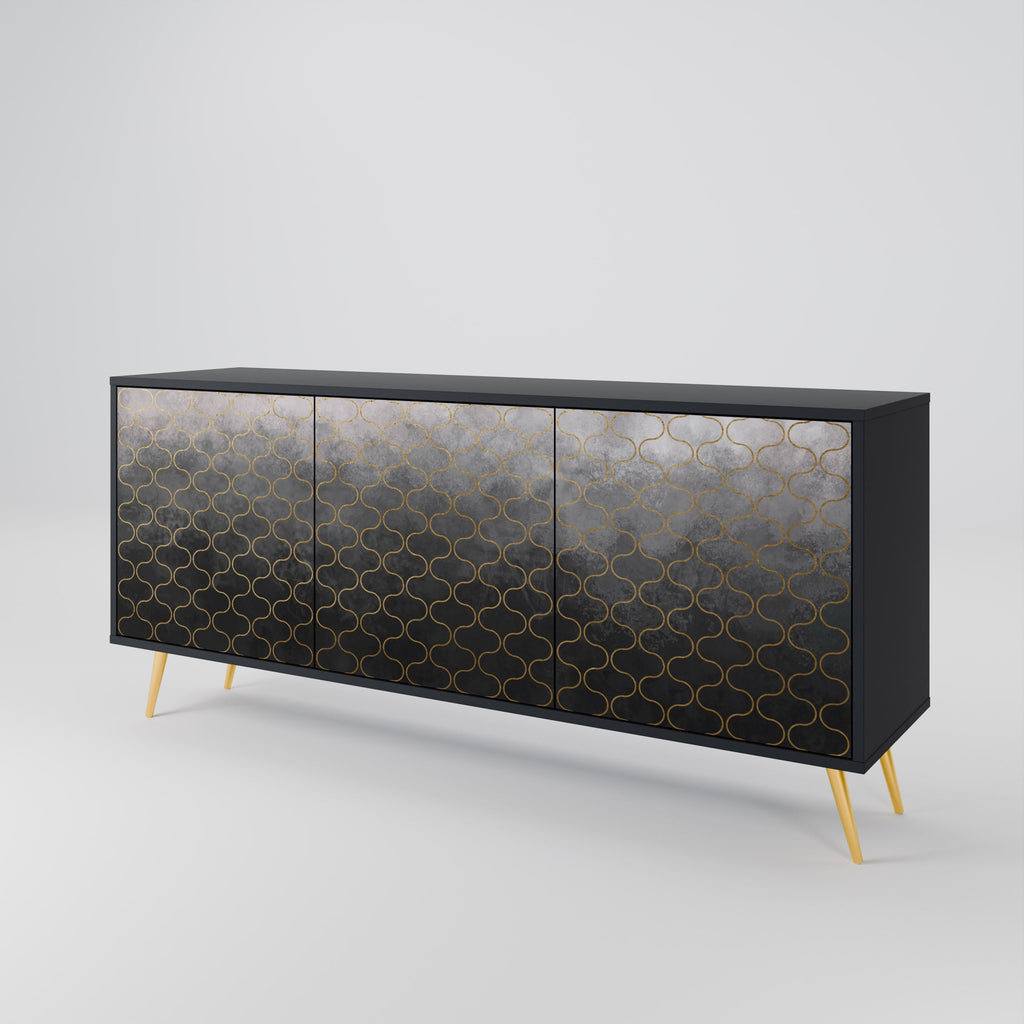 TESSELATED GRAYISH Sideboard mit 3 Türen in Schwarz
