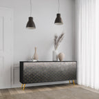 TESSELATED GRAYISH Sideboard mit 3 Türen in Schwarz