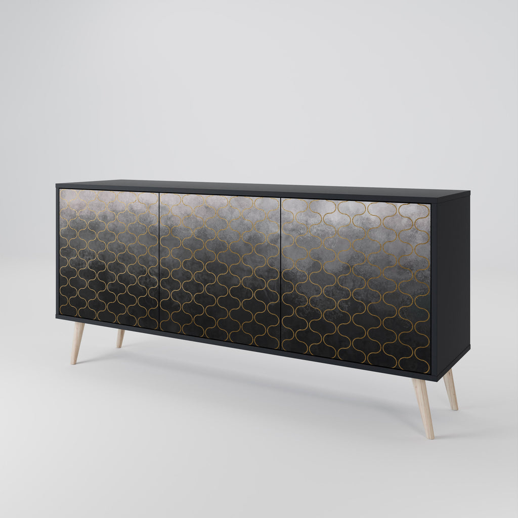 TESSELATED GRAYISH Sideboard mit 3 Türen in Schwarz
