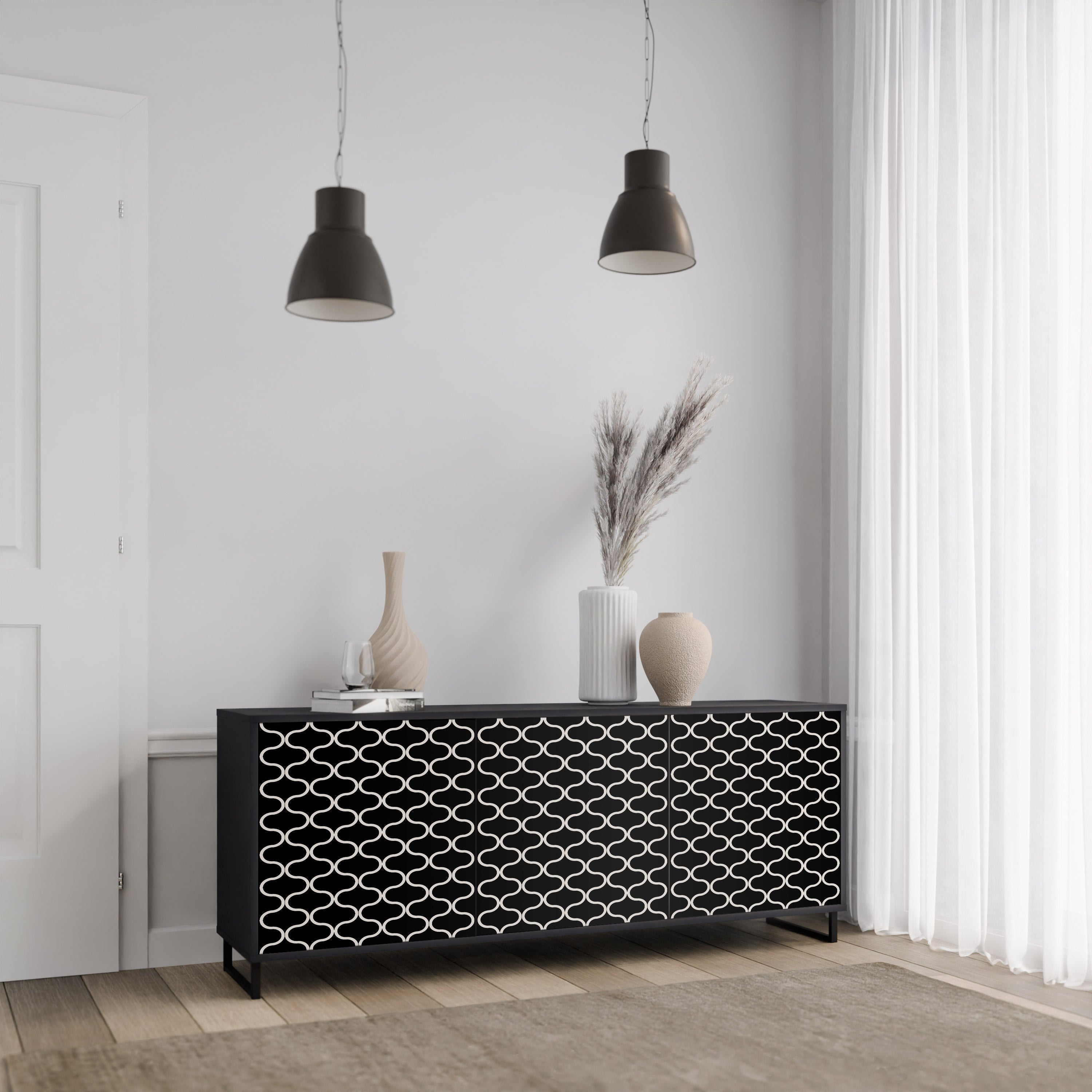 TESSELATED BLACKNESS Sideboard mit 3 Türen in Schwarz