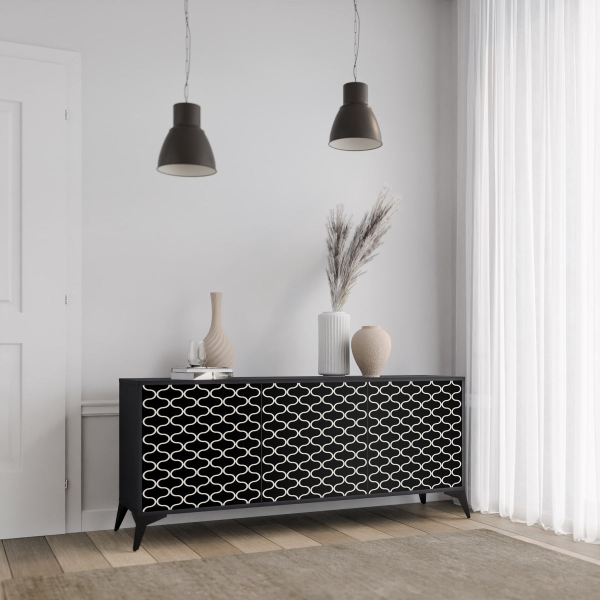 TESSELATED BLACKNESS 3-türiges Sideboard