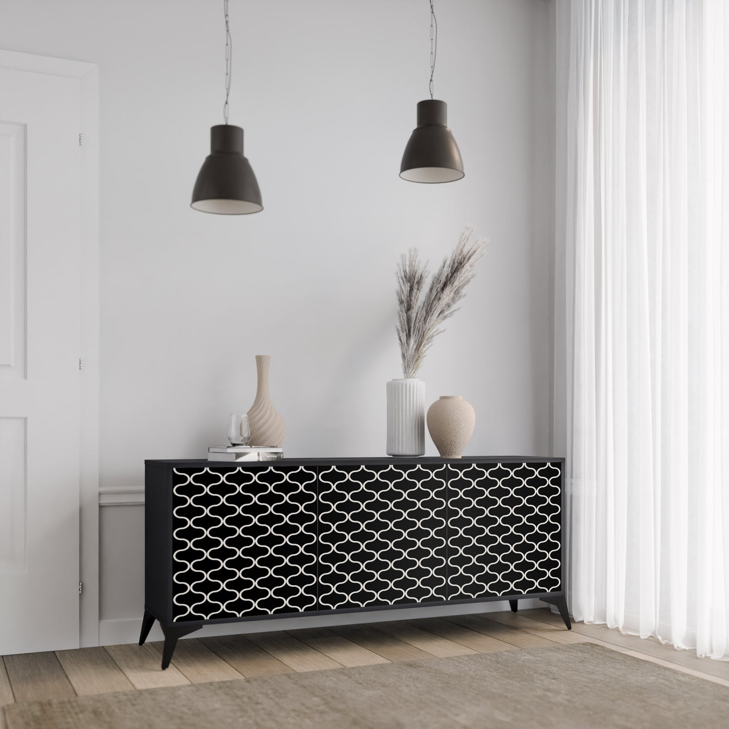 TESSELATED BLACKNESS 3-türiges Sideboard