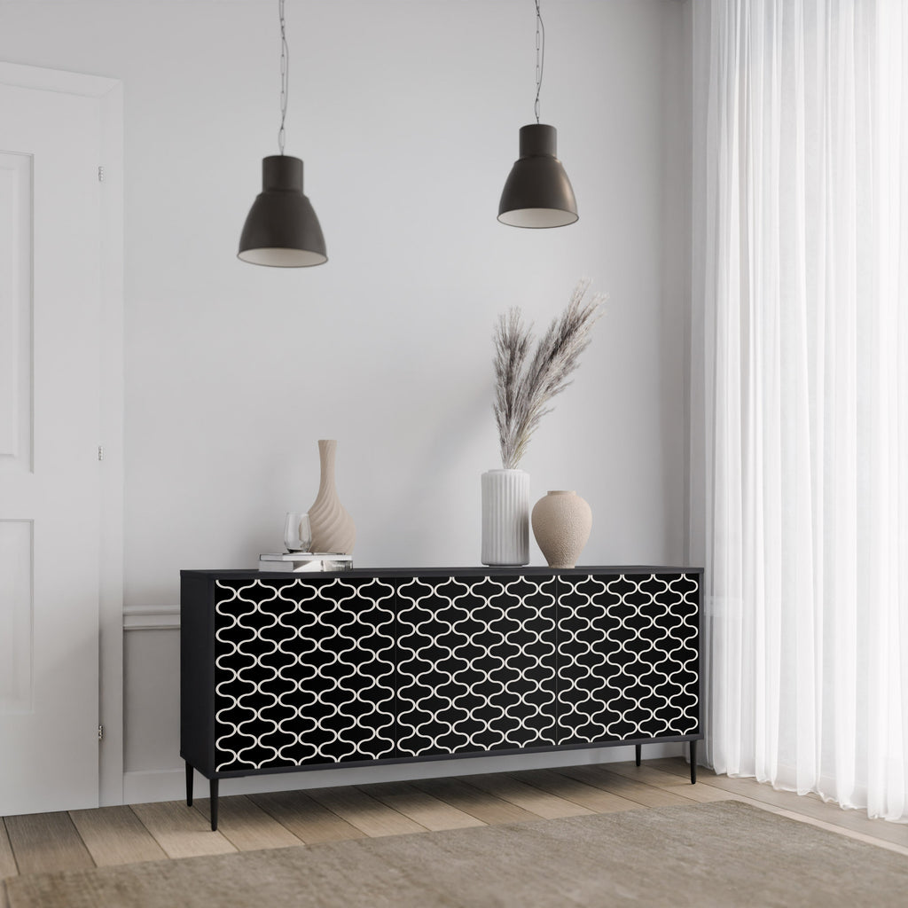 TESSELATED BLACKNESS Sideboard mit 3 Türen in Schwarz