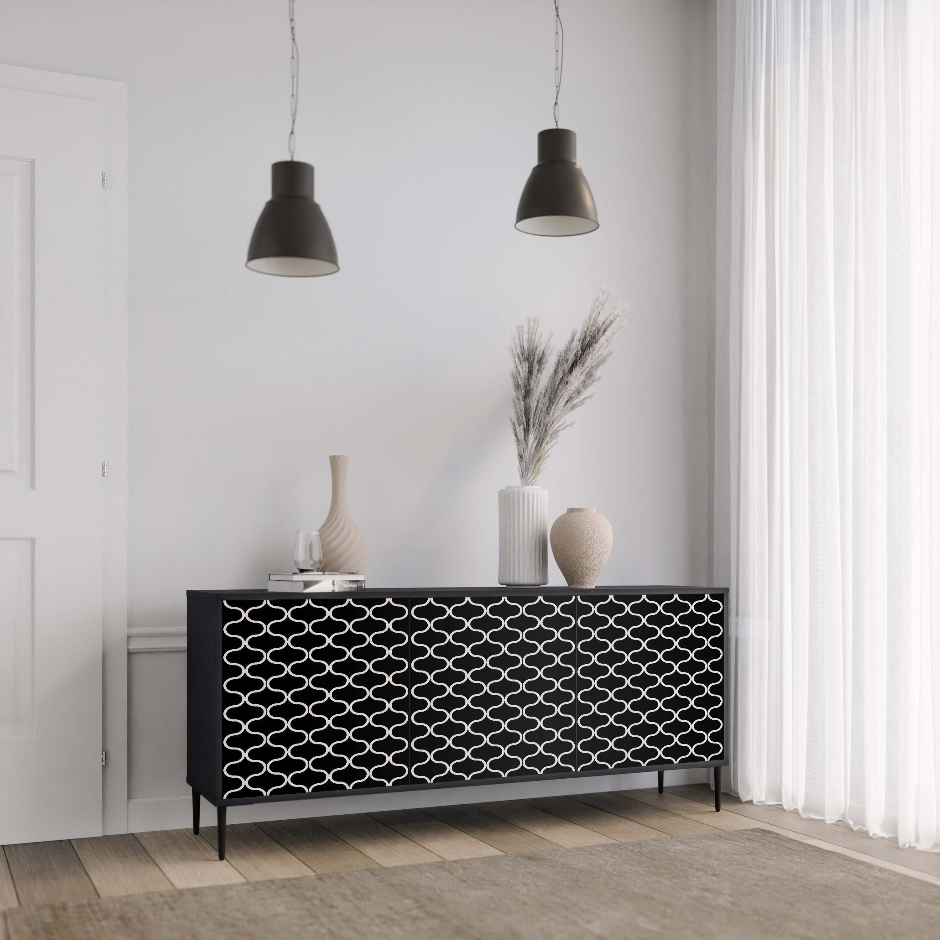 TESSELATED BLACKNESS Sideboard mit 3 Türen in Schwarz