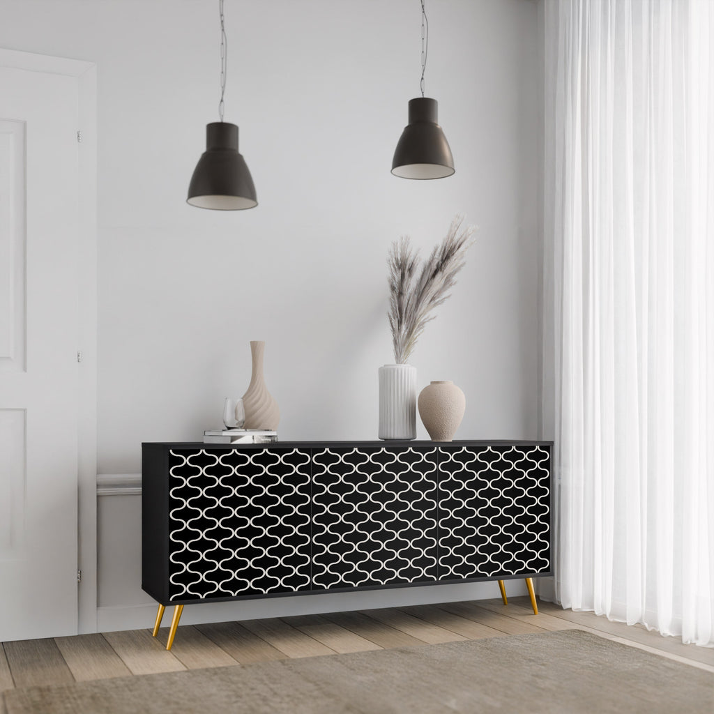 TESSELATED BLACKNESS Sideboard mit 3 Türen in Schwarz