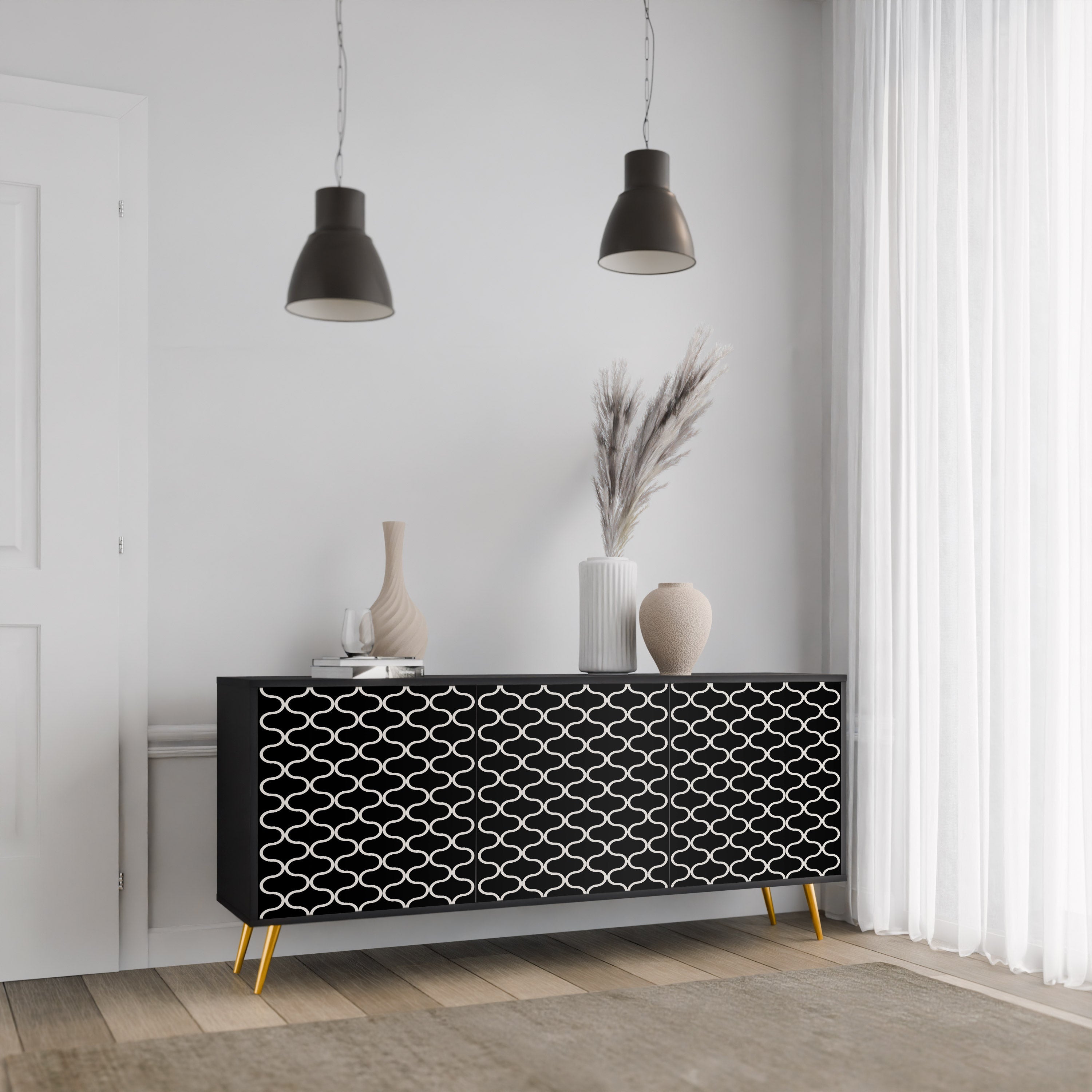 TESSELATED BLACKNESS Sideboard mit 3 Türen in Schwarz