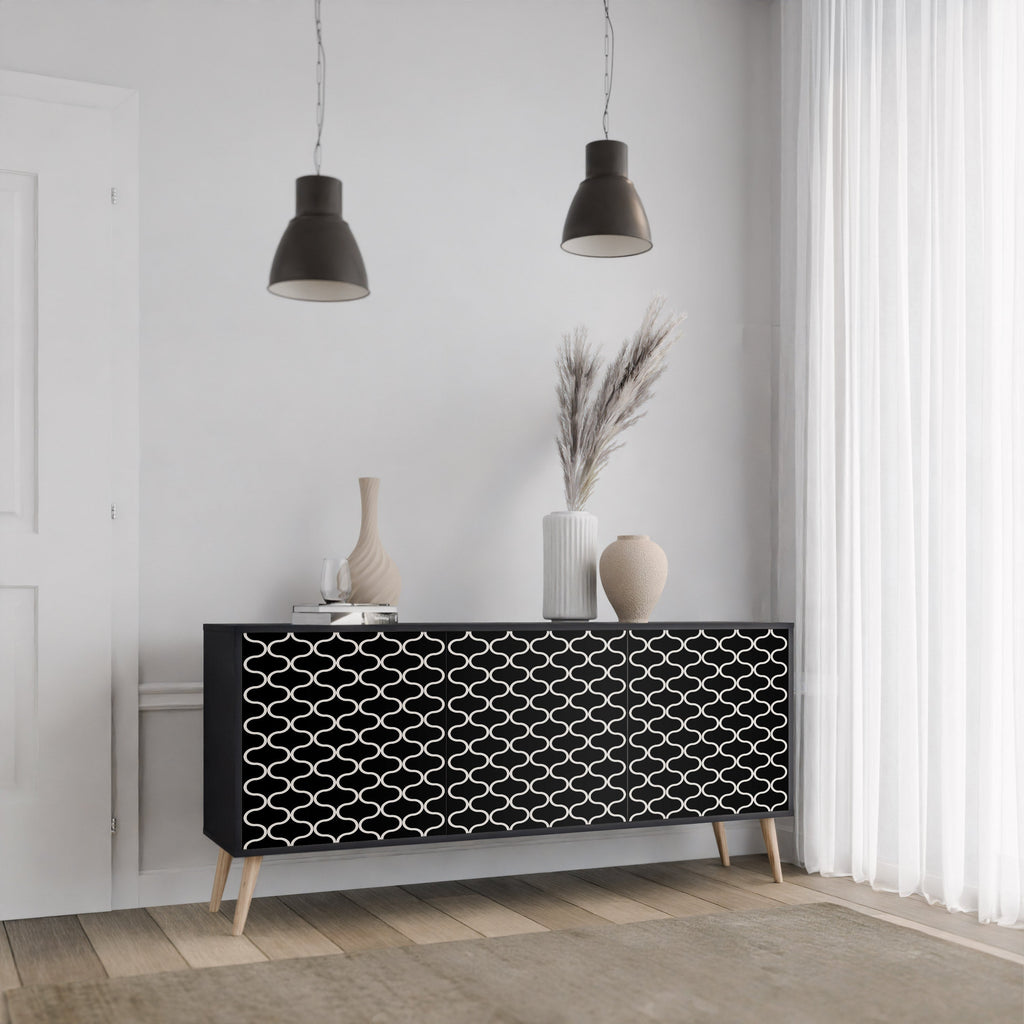 TESSELATED BLACKNESS Sideboard mit 3 Türen in Schwarz