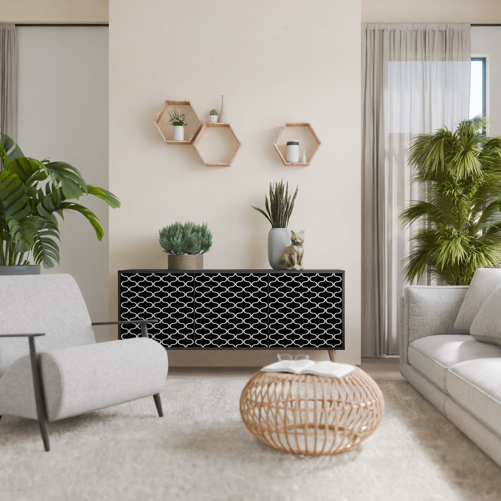 TESSELATED BLACKNESS Sideboard mit 3 Türen in Schwarz