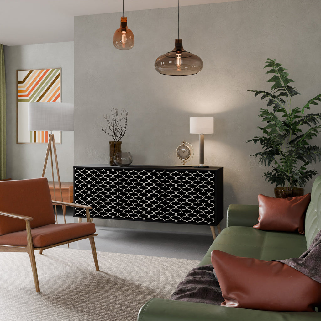 TESSELATED BLACKNESS Sideboard mit 3 Türen in Schwarz