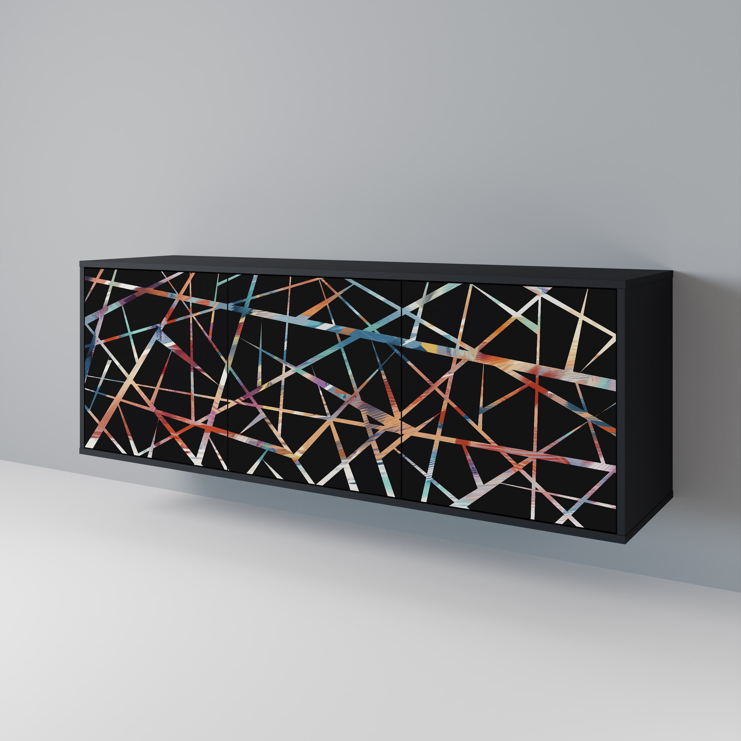 POLYGON VERVE 3-Door Sideboard in Black Finish