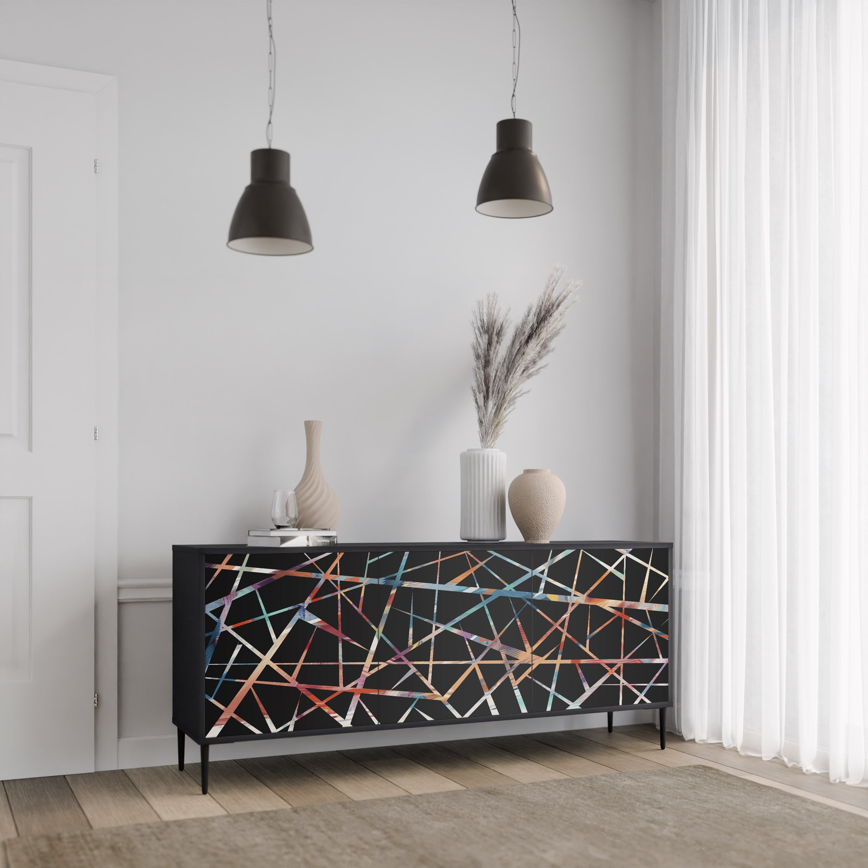 POLYGON VERVE Sideboard mit 3 Türen in Schwarz