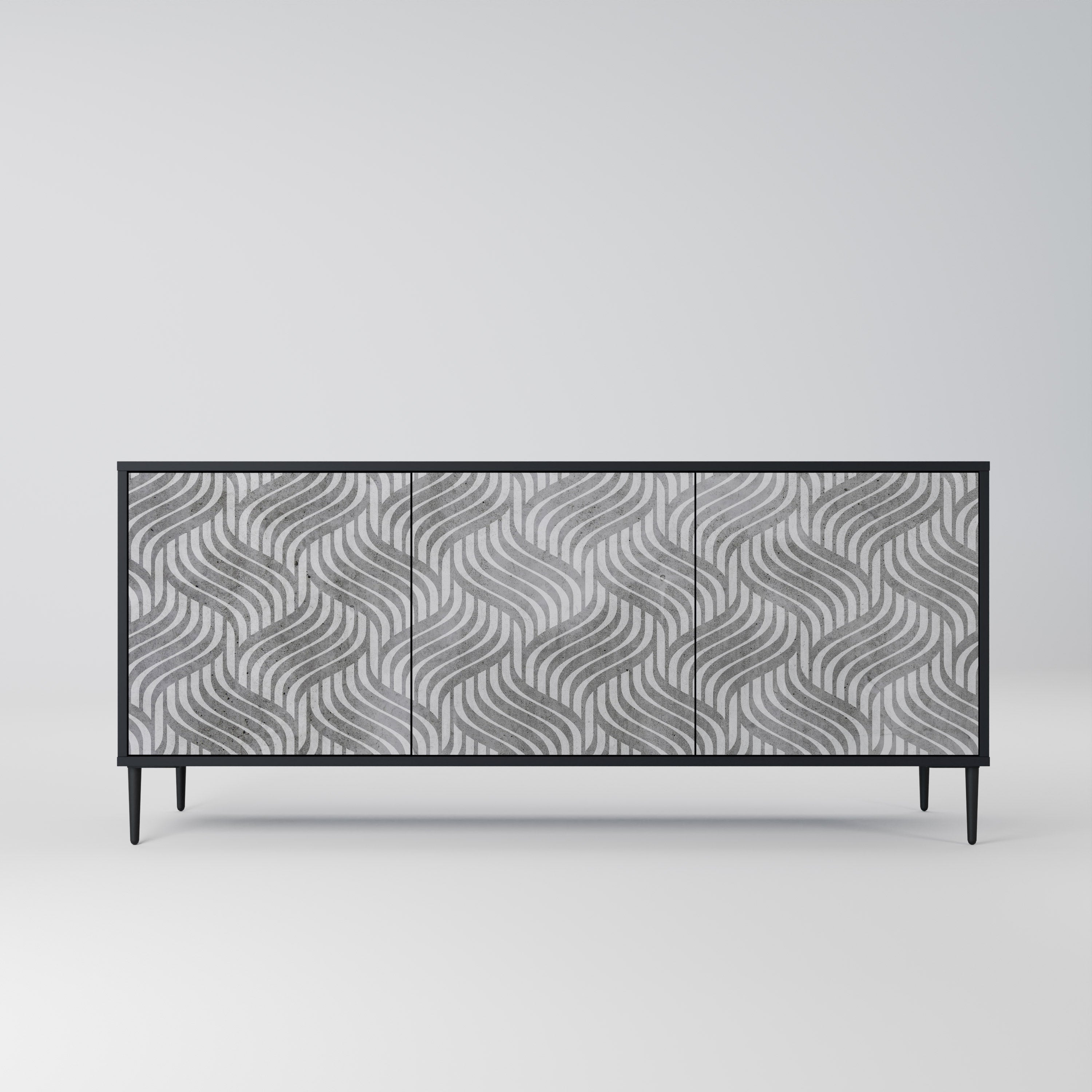 CONCRETE MOVEMENT Sideboard mit 3 Türen in Schwarz