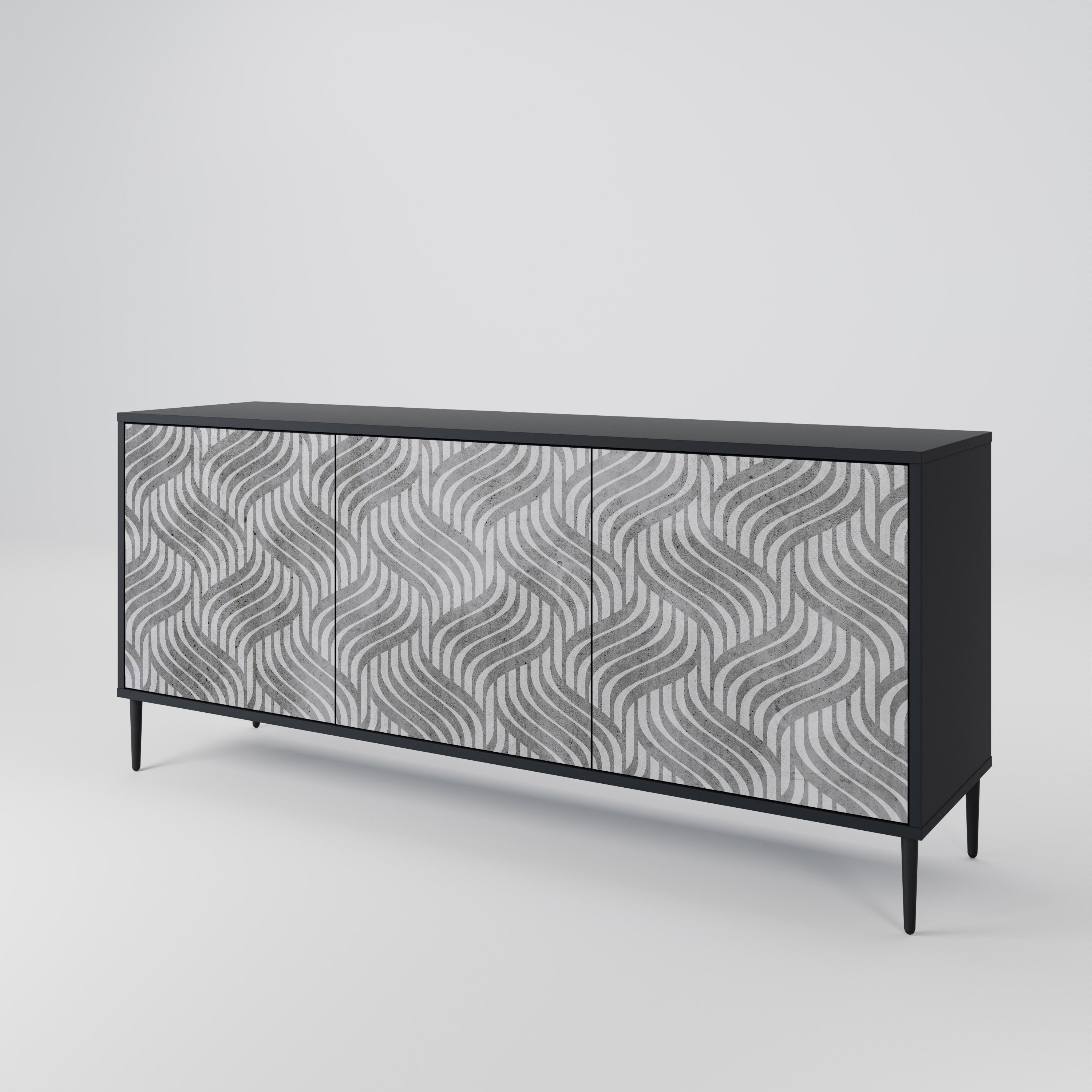CONCRETE MOVEMENT Sideboard mit 3 Türen in Schwarz