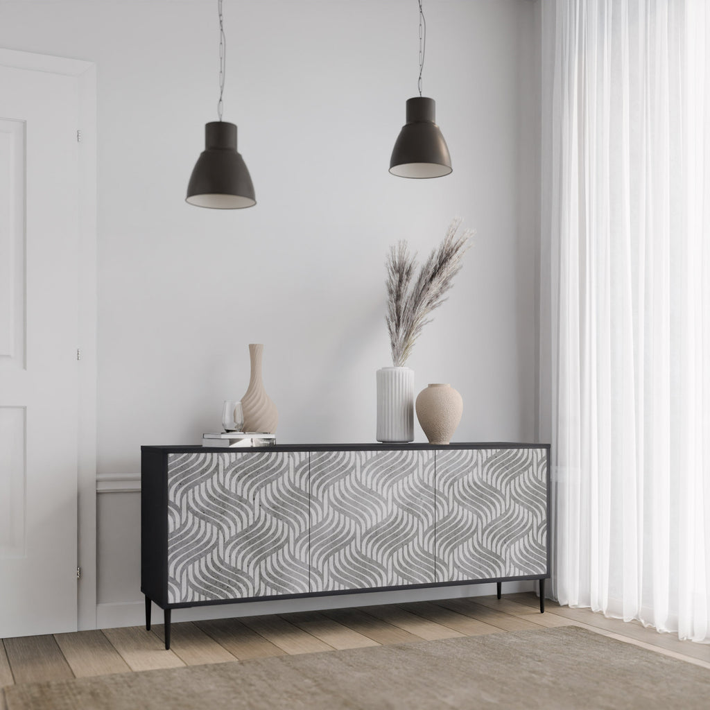 CONCRETE MOVEMENT 3-Door Sideboard in Black Finish