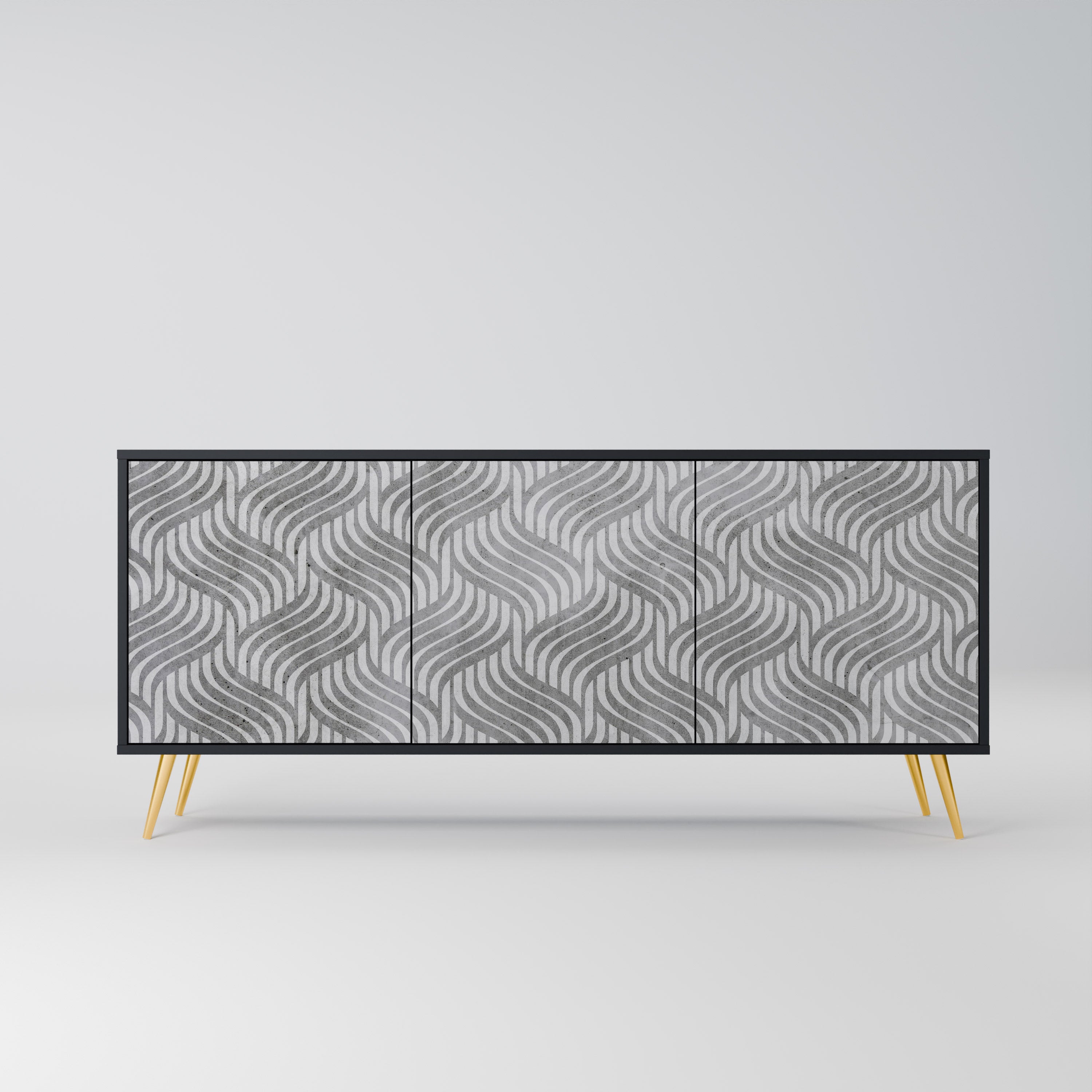 CONCRETE MOVEMENT Sideboard mit 3 Türen in Schwarz