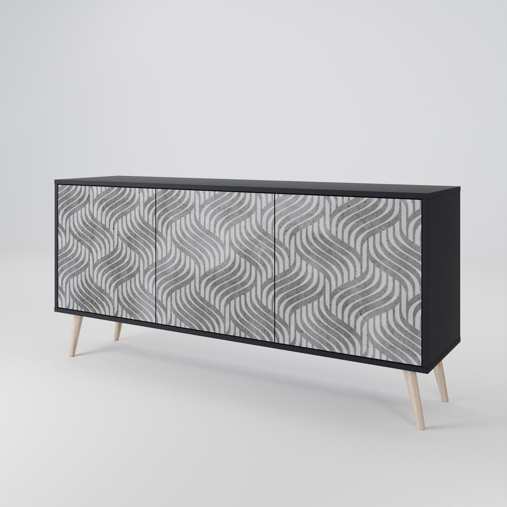 CONCRETE MOVEMENT 3-Door Sideboard in Black Finish