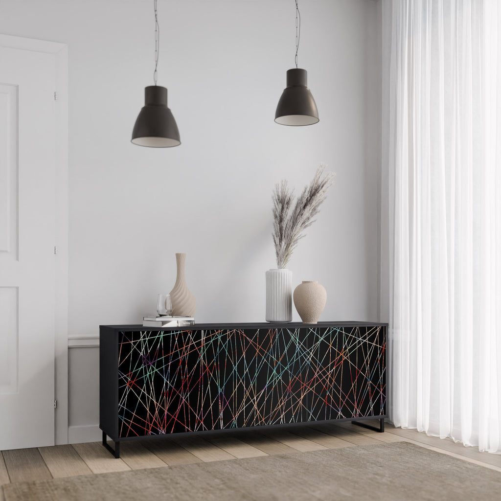 LUMINOUS SNARE Sideboard mit 3 Türen in Schwarz