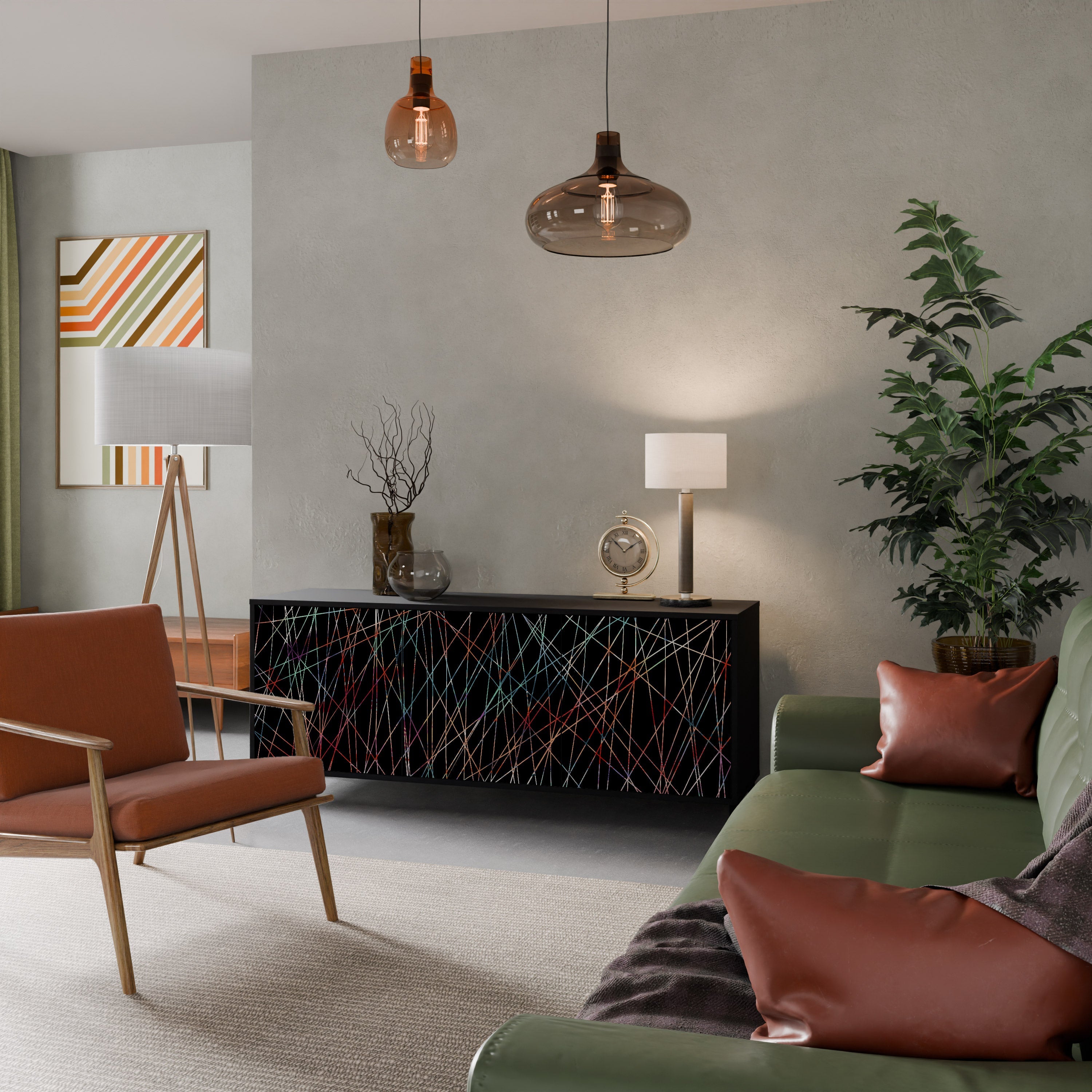 LUMINOUS SNARE Sideboard mit 3 Türen in Schwarz