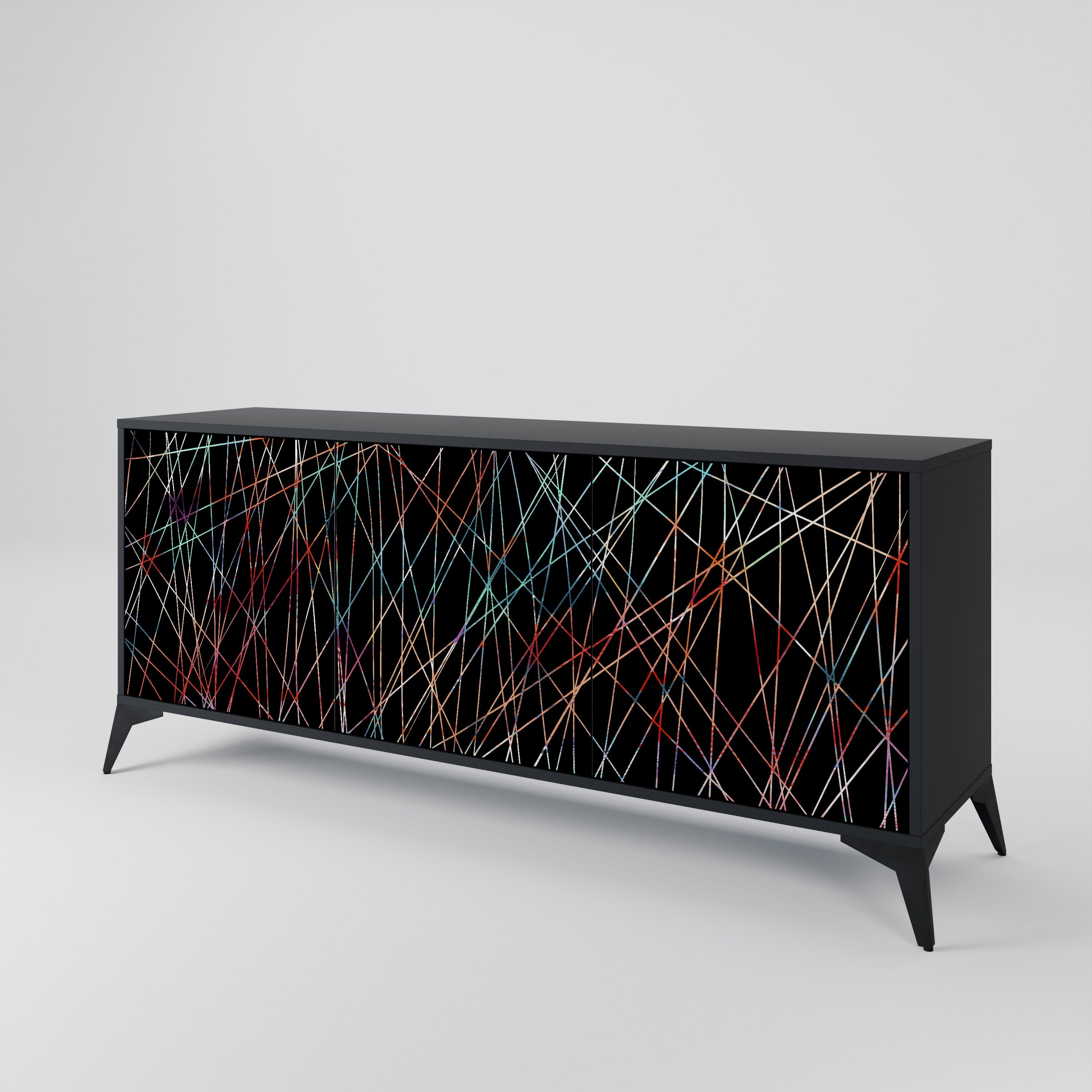 LUMINOUS SNARE Sideboard mit 3 Türen in Schwarz
