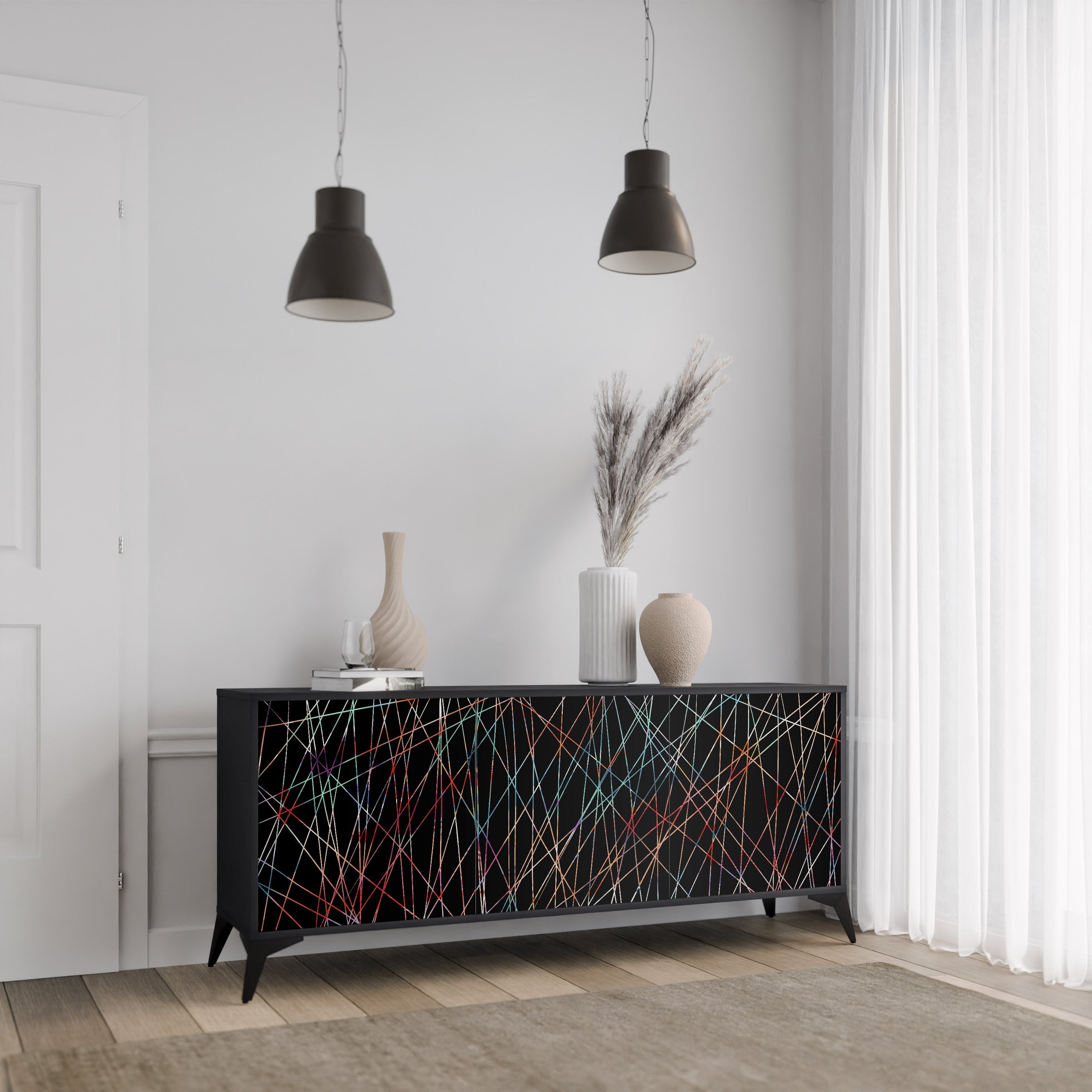 LUMINOUS SNARE Sideboard mit 3 Türen in Schwarz