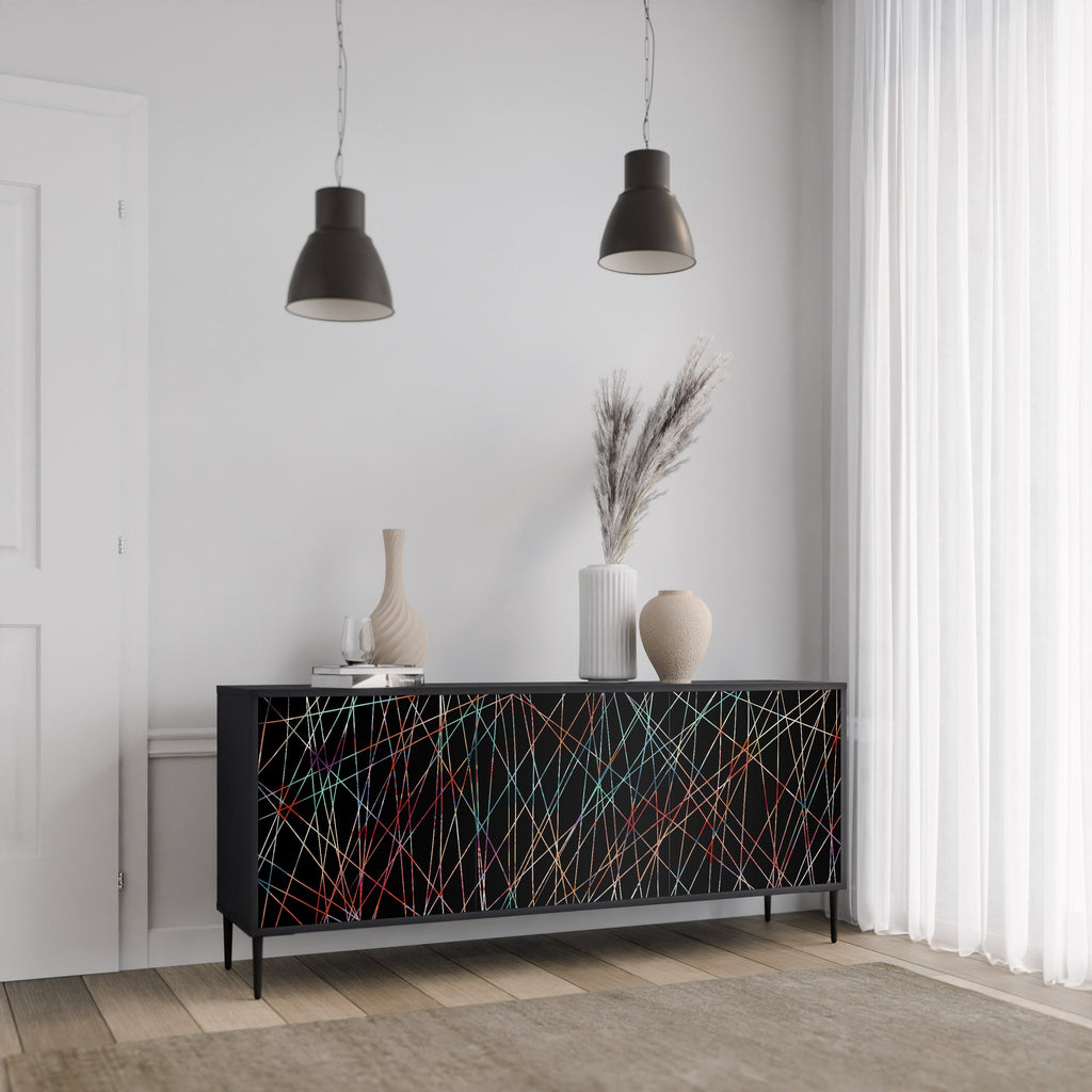 LUMINOUS SNARE Sideboard mit 3 Türen in Schwarz