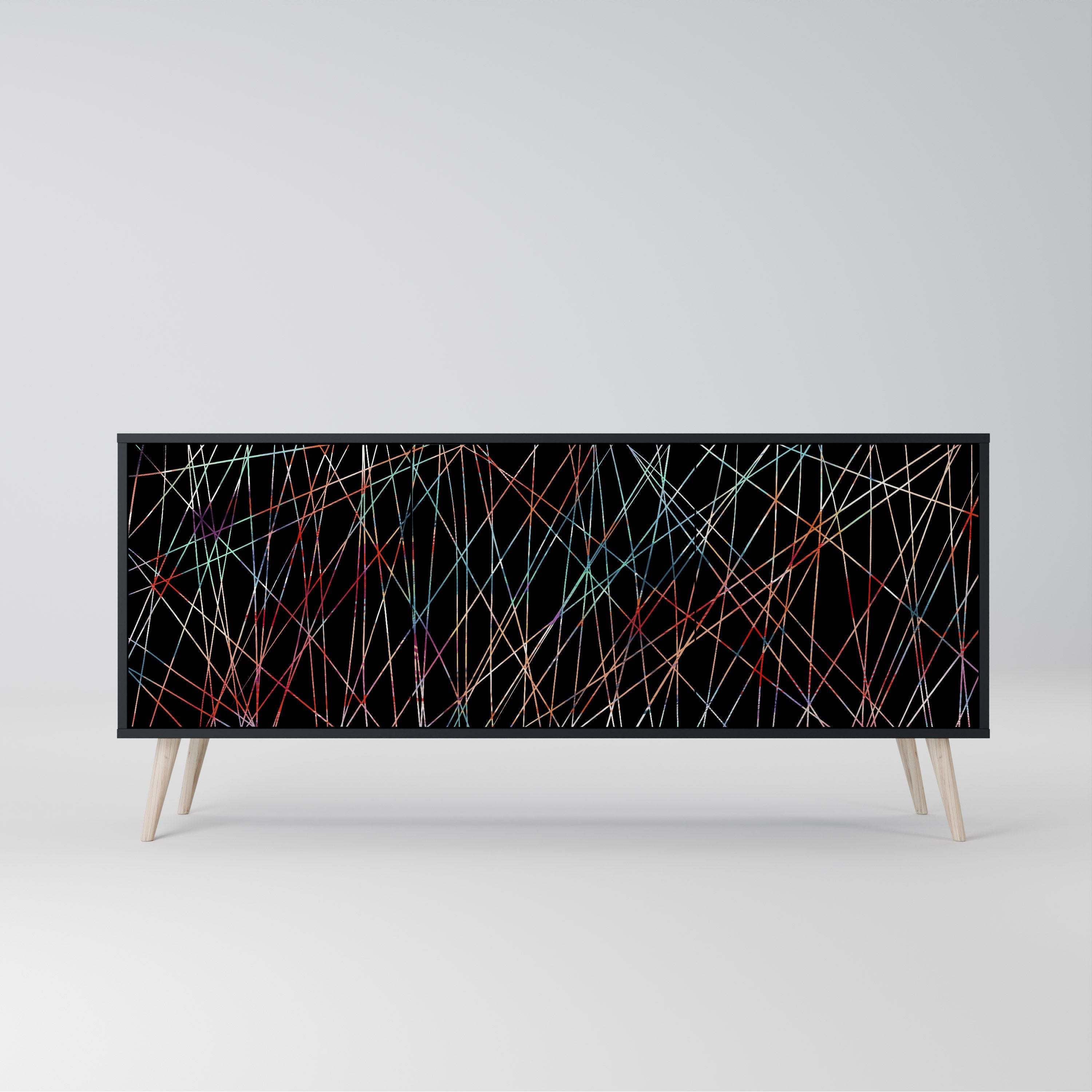 LUMINOUS SNARE Sideboard mit 3 Türen in Schwarz