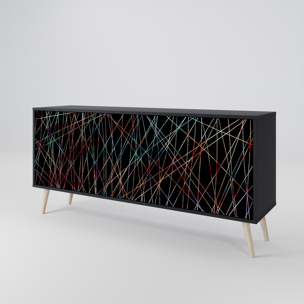 LUMINOUS SNARE Sideboard mit 3 Türen in Schwarz