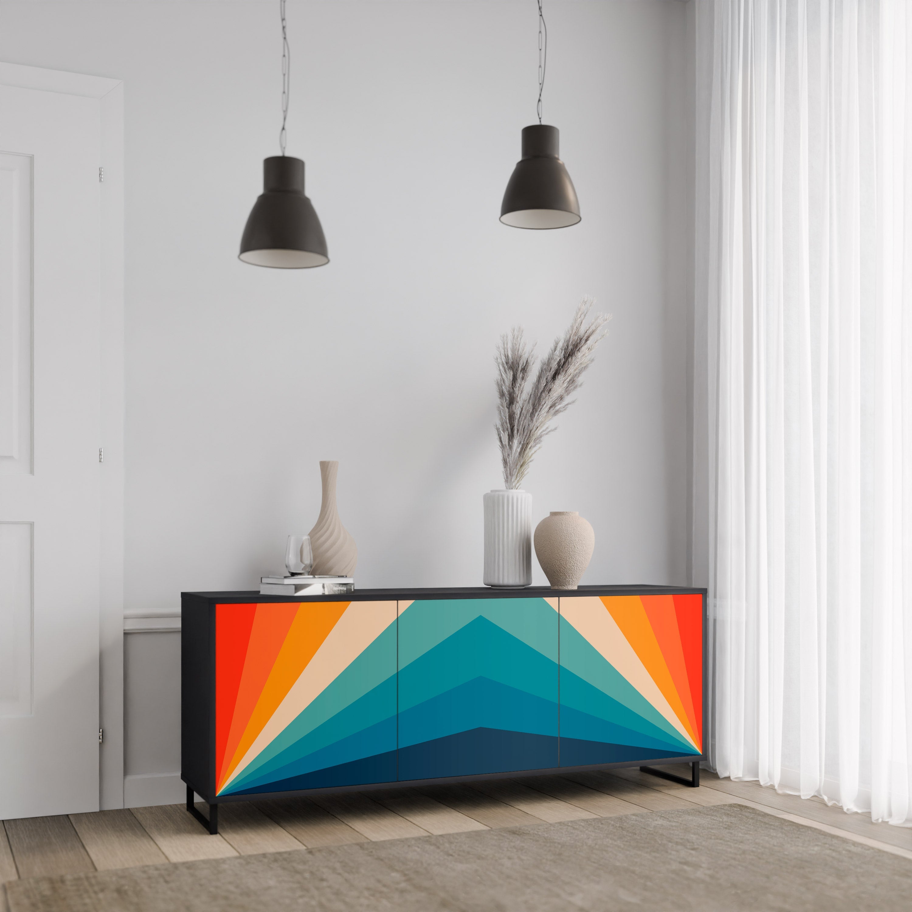 PRISM CONCUSSION 3-Door Sideboard in Black Finish