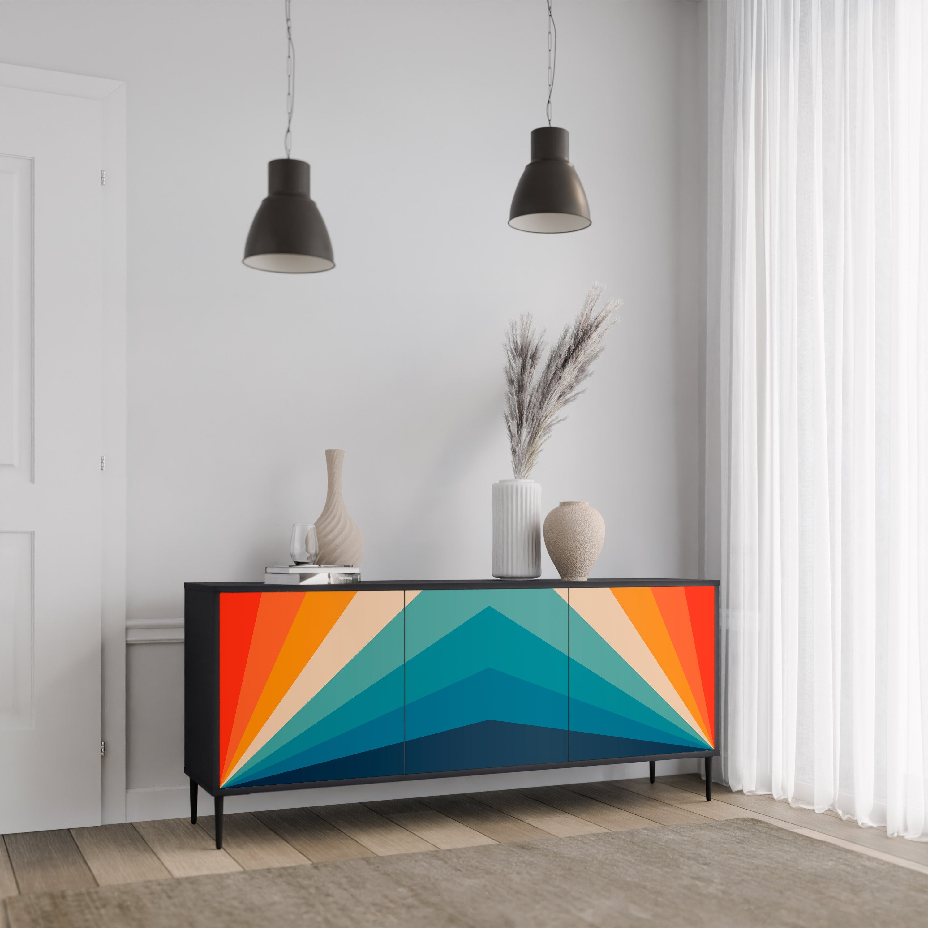 PRISM CONCUSSION Sideboard mit 3 Türen in Schwarz